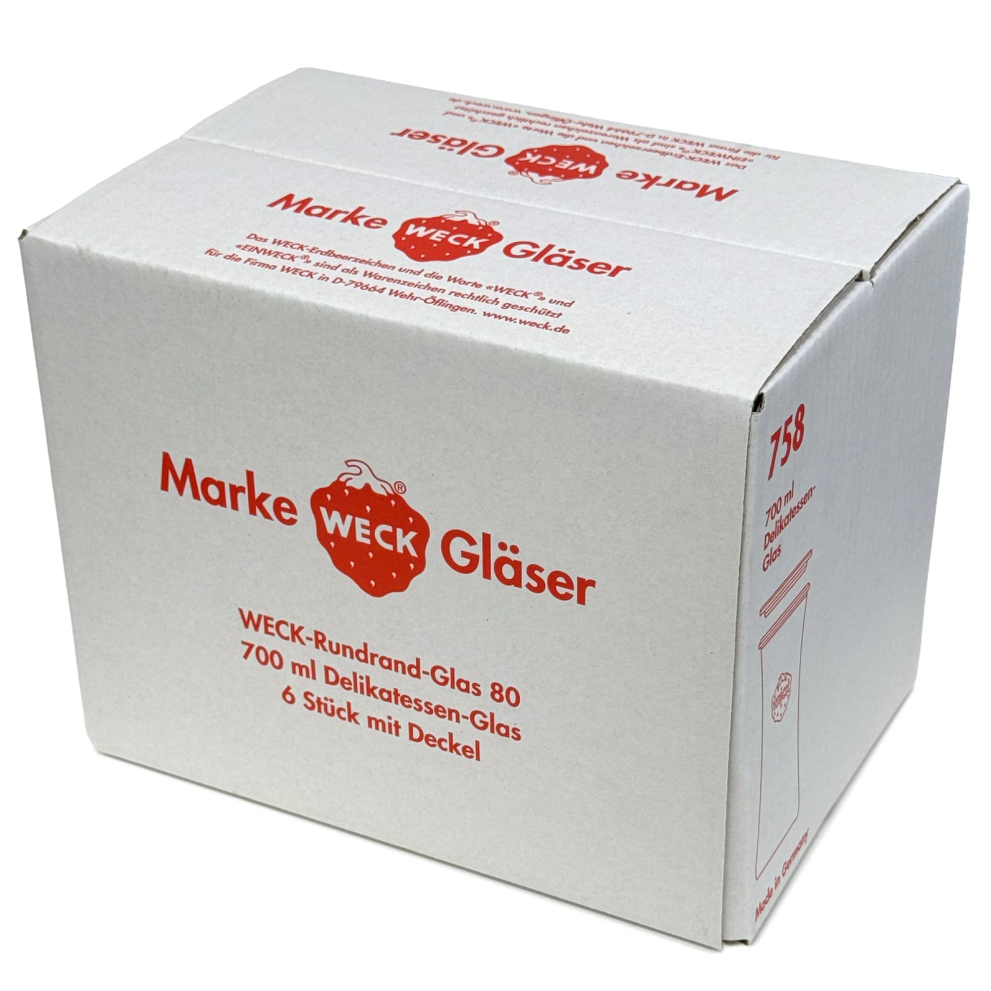 6x 730 ml barattolo gourmet WECK con coperchio in vetro RR 80