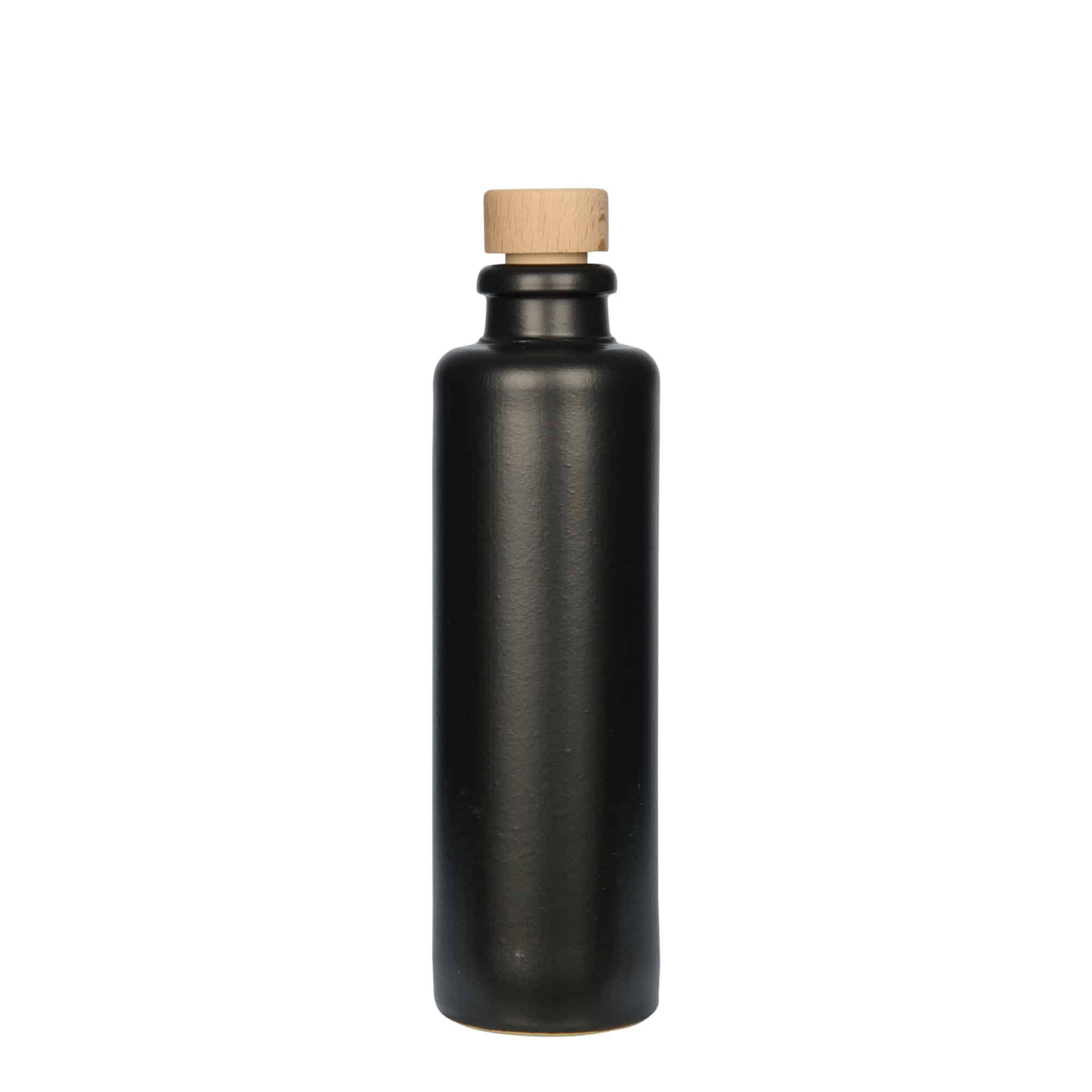 Boccale da 200 ml, gres, nero, bocca: sughero