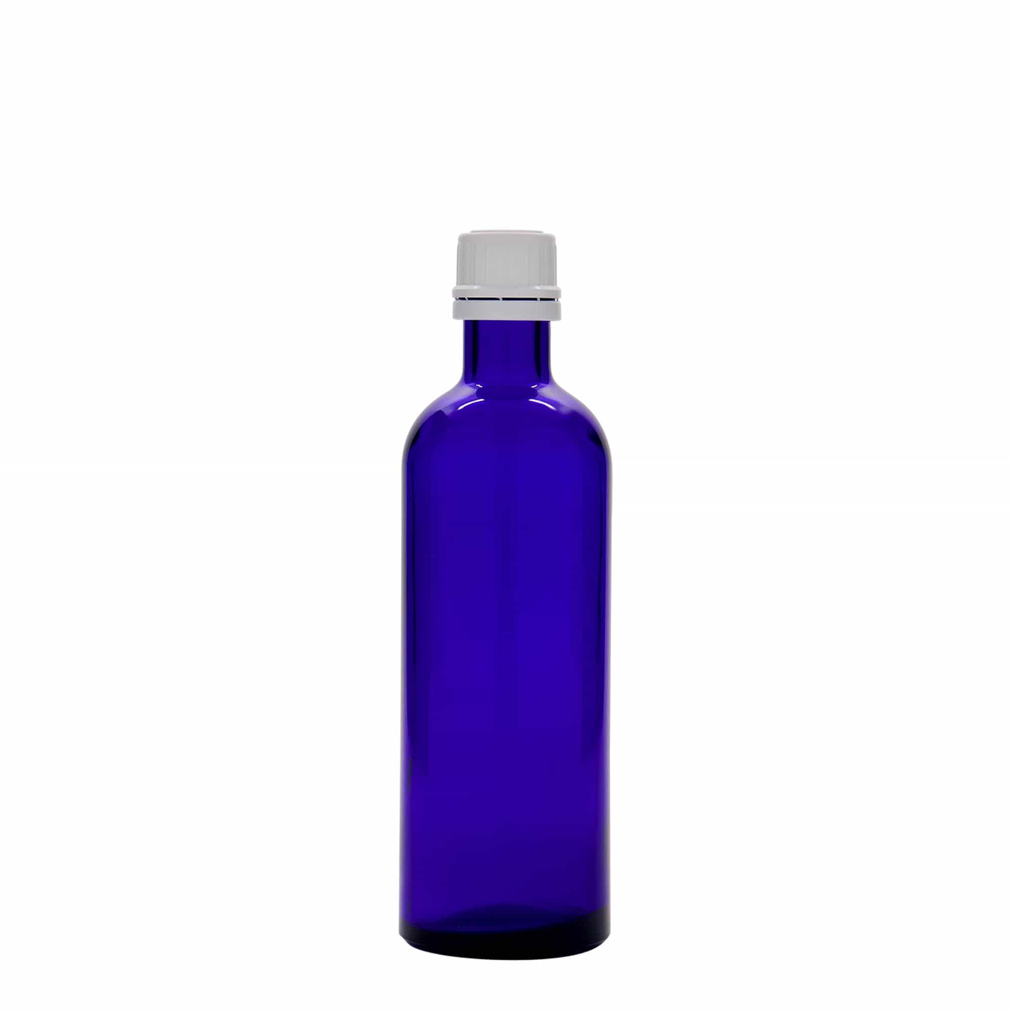 200 ml bottiglia medicinale, vetro, blu reale, bocca: DIN 22