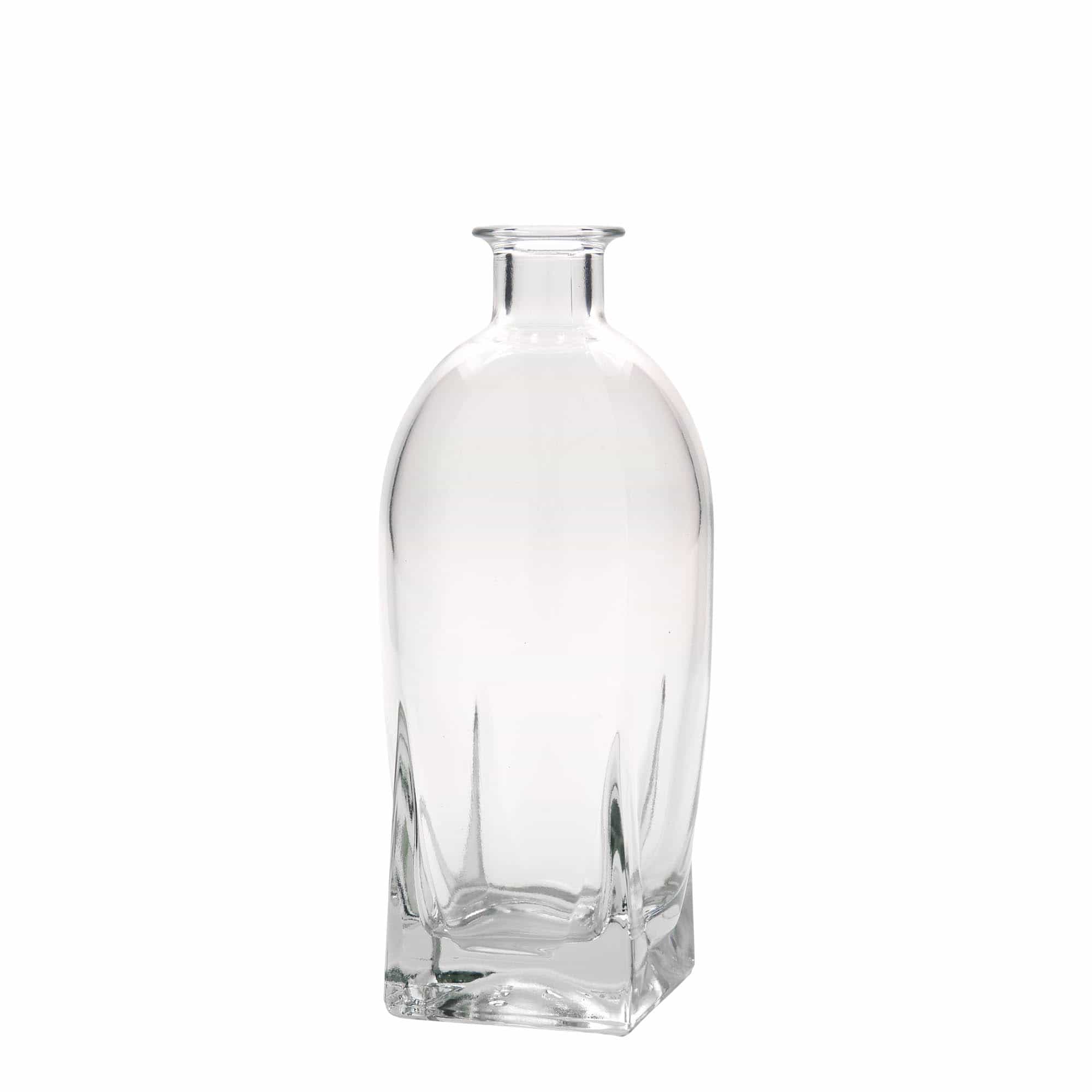 500 ml Bottiglia di vetro 'Zino', quadrata, imboccatura: fascetta