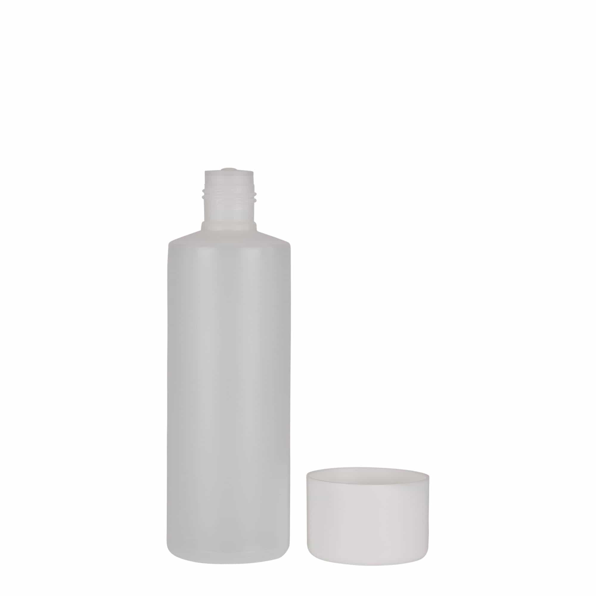 200 ml bottiglia rotonda, plastica PE, naturale, bocca: chiusura a vite