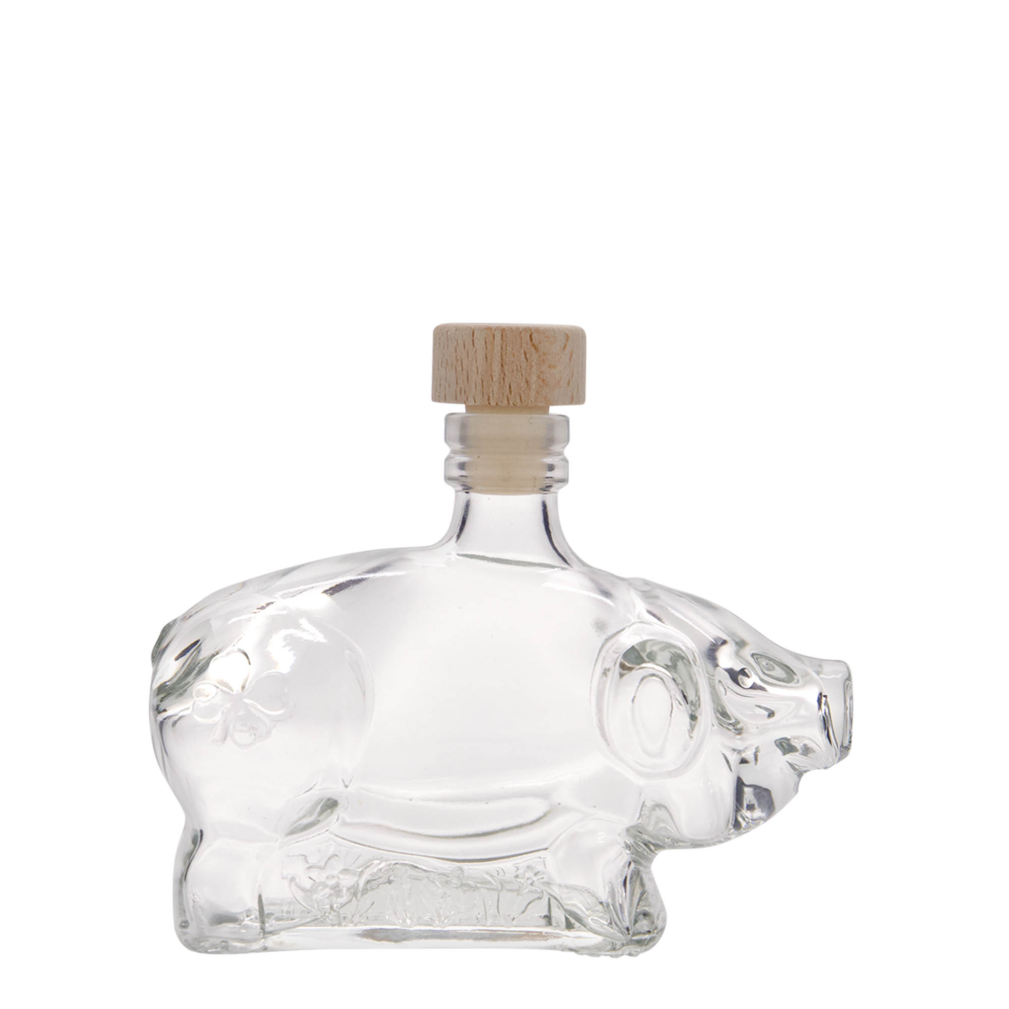 Bottiglia di vetro da 200 ml 'Maialino portafortuna', bocca: sughero Bottiglia di vetro da 200 ml 'Maialino portafortuna', bocca: sughero
