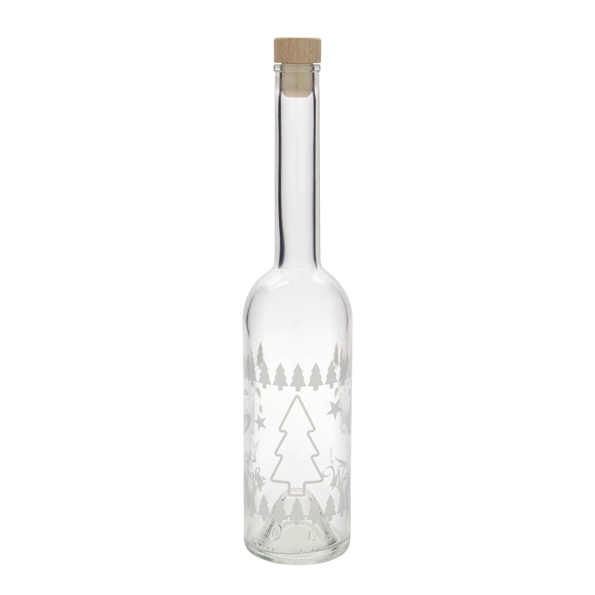 Bottiglia di vetro da 500 ml 'Opera', motivo: Natale classico, bocca: sughero Bottiglia di vetro da 500 ml 'Opera', motivo: Natale classico, bocca: sughero