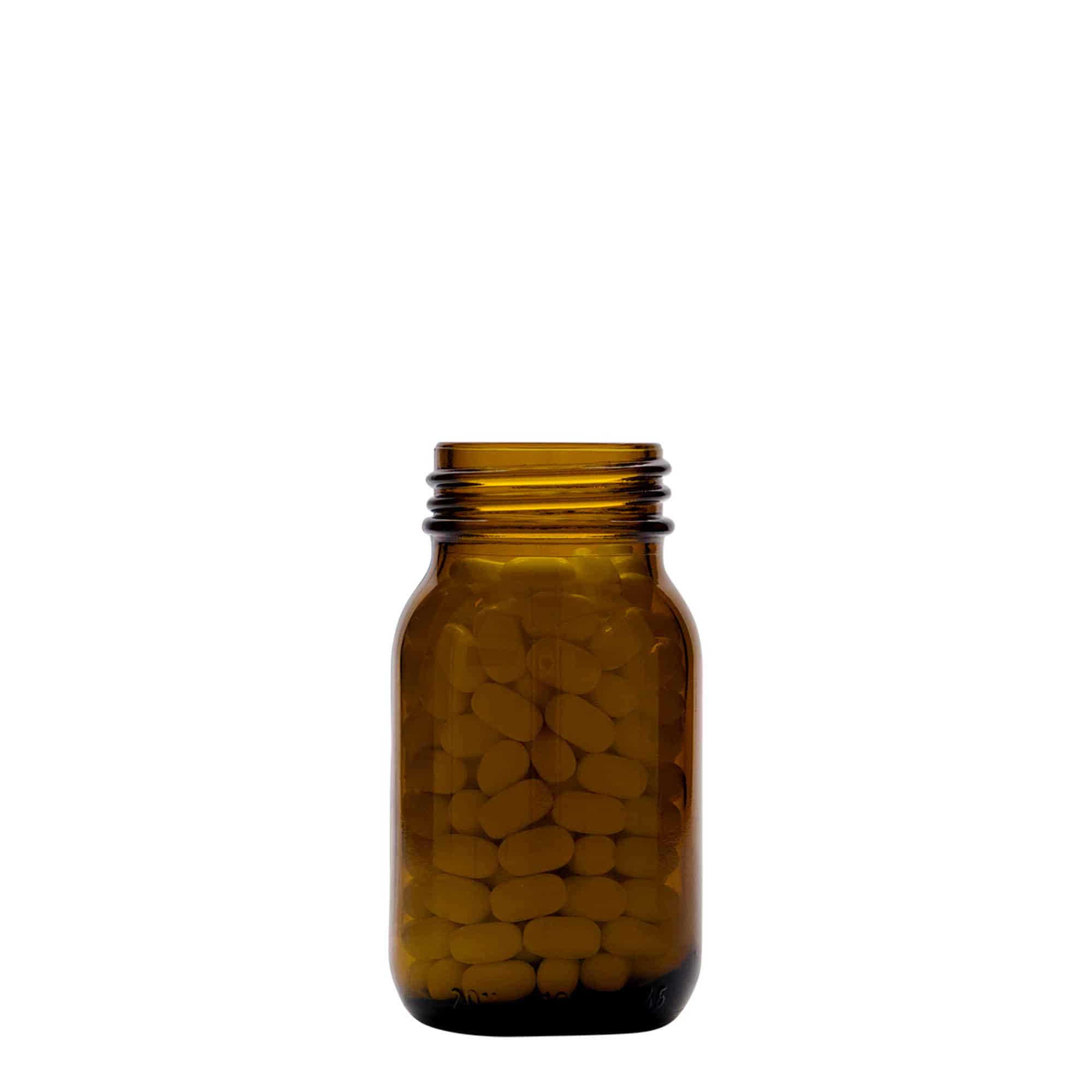 100 ml Vasetto di vetro a bocca larga, marrone, imboccatura: DIN 40