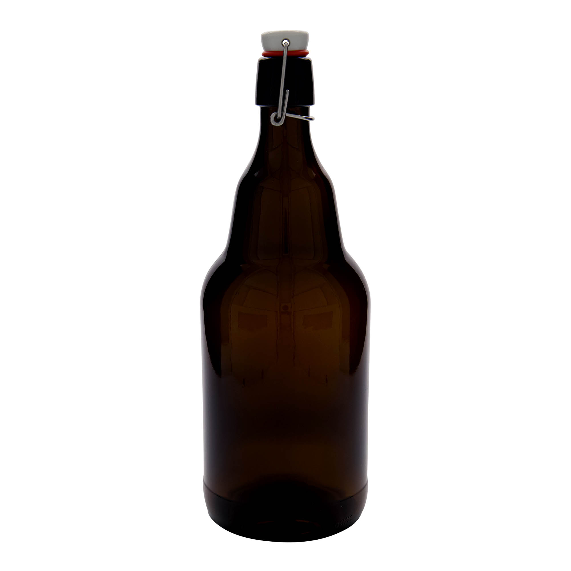Bottiglia di birra da 2.000 ml, vetro, marrone, bocca: chiusura a leva