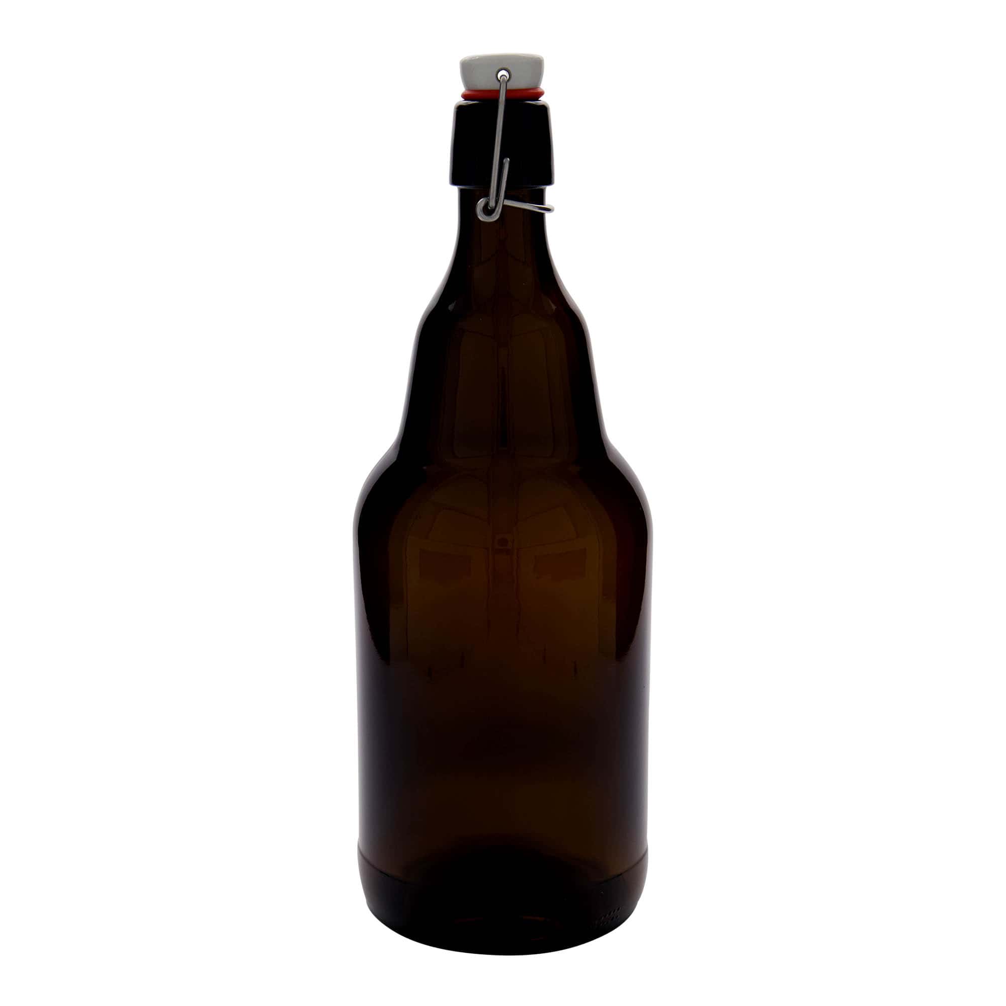 Bottiglia di birra da 2.000 ml, vetro, marrone, bocca: chiusura a leva