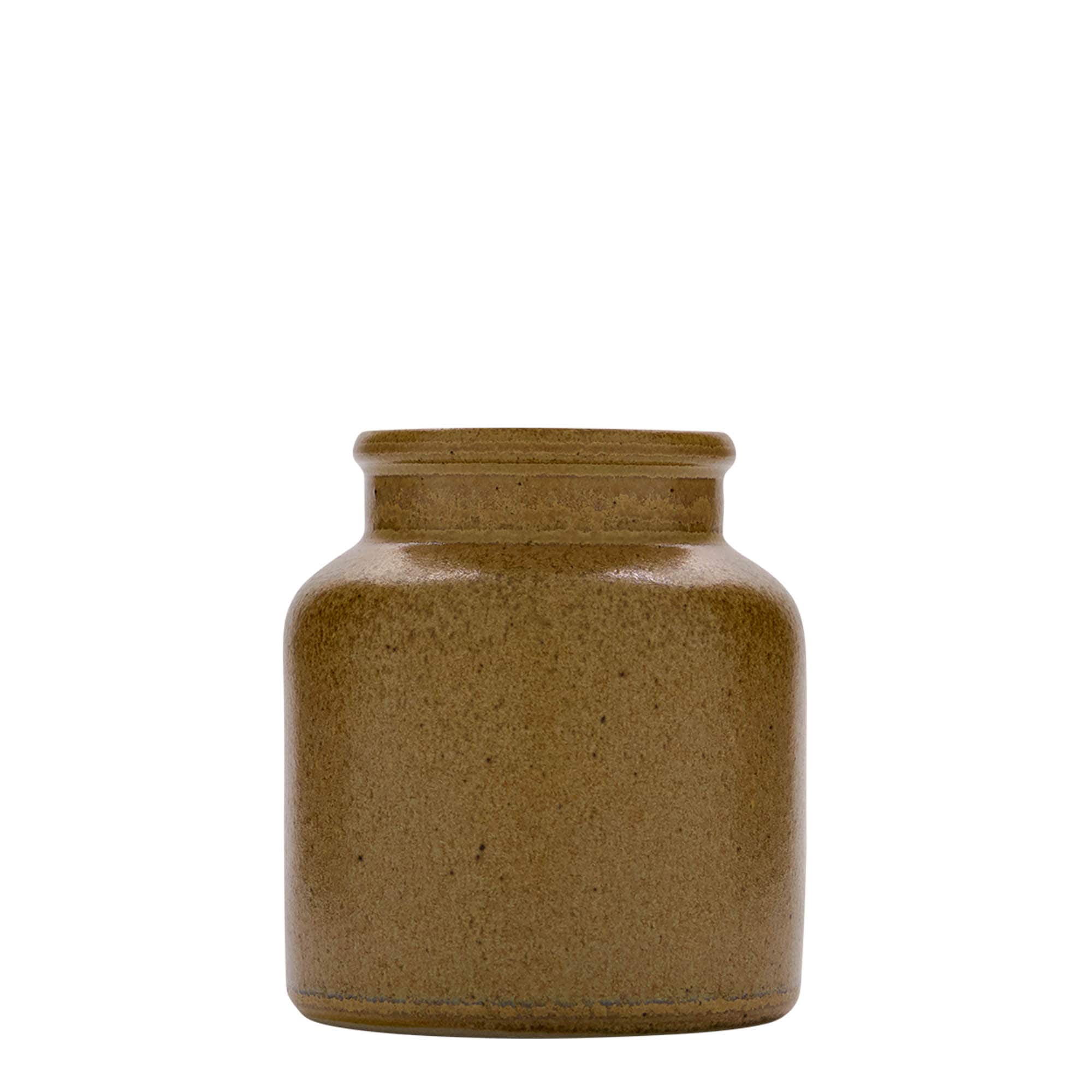 270 ml vaso in gres, ceramica, marrone-cristallo, bocca: coperchio a calotta