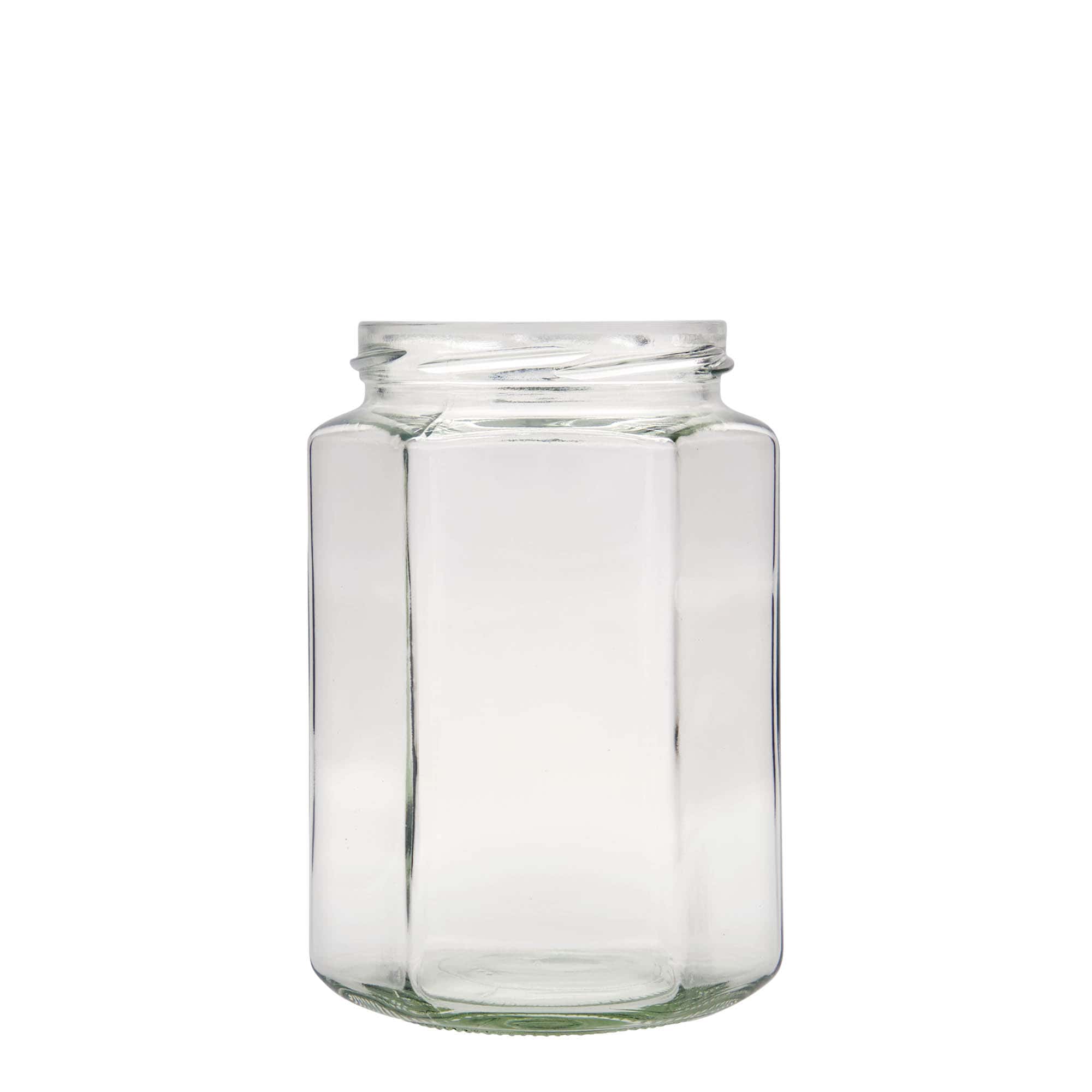 770 ml Vasetto esagonale, vetro, imboccatura: Twist-Off (TO 82)