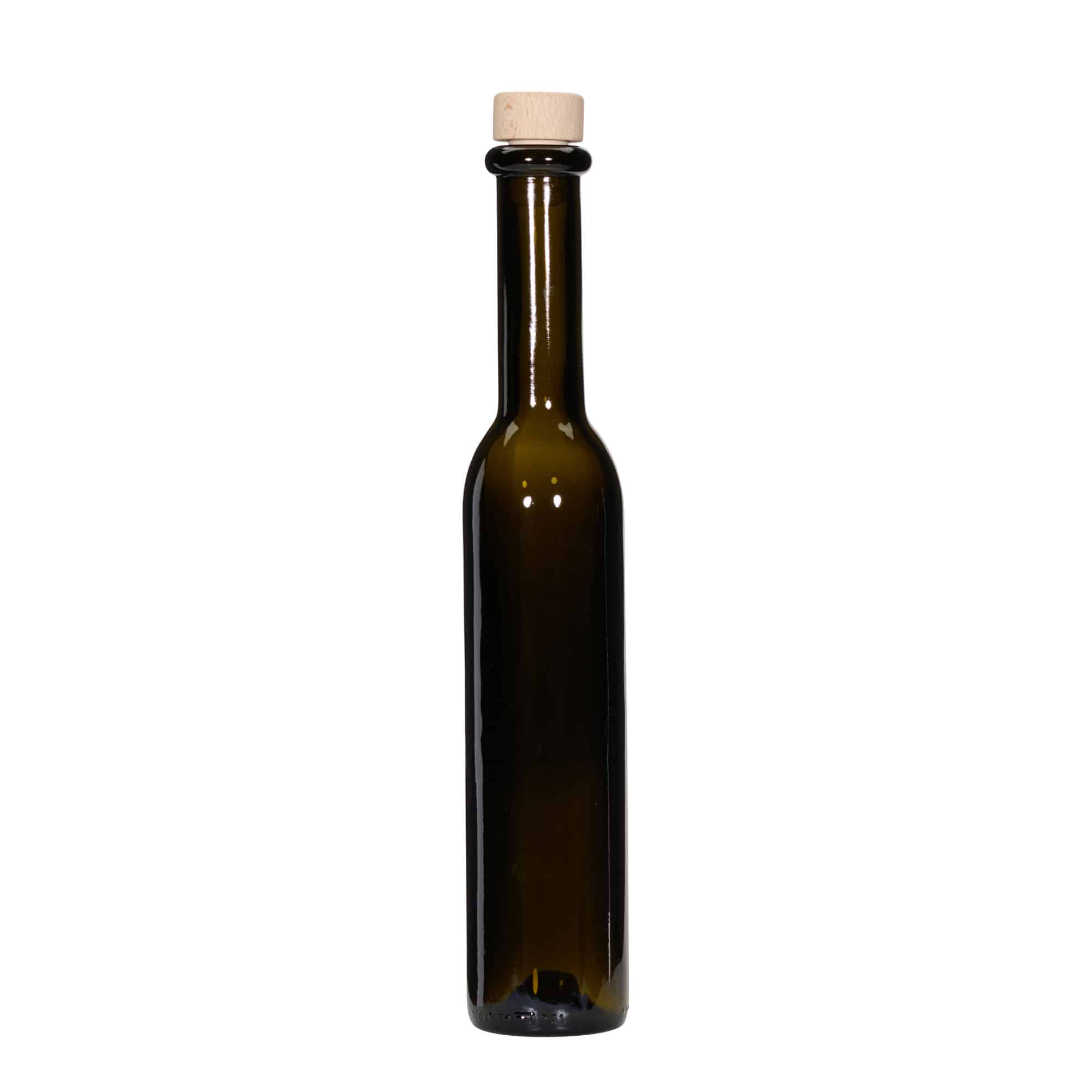 250 ml Bottiglia di vetro 'Rocky', verde antico, imboccatura: fascetta