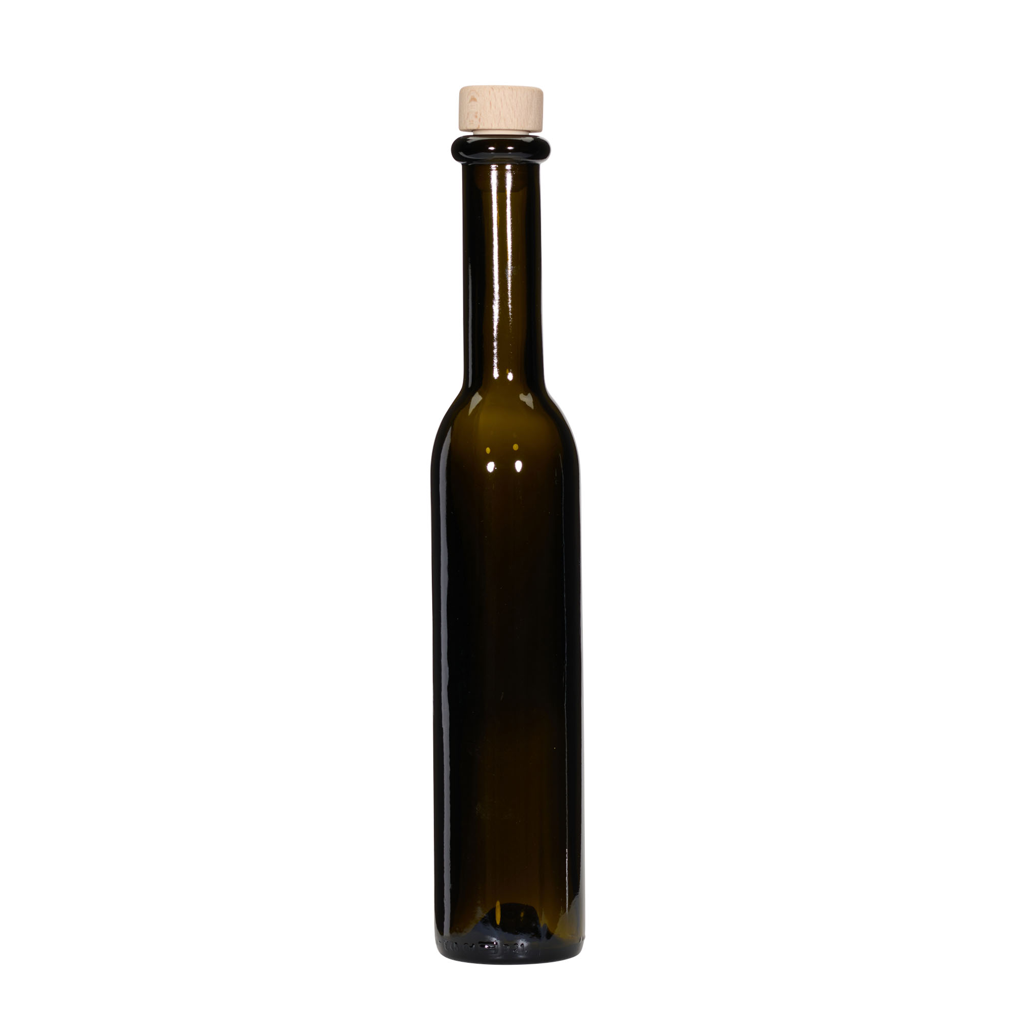 Bottiglia di vetro da 250 ml 'Rocky', verde antico, bocca: sughero