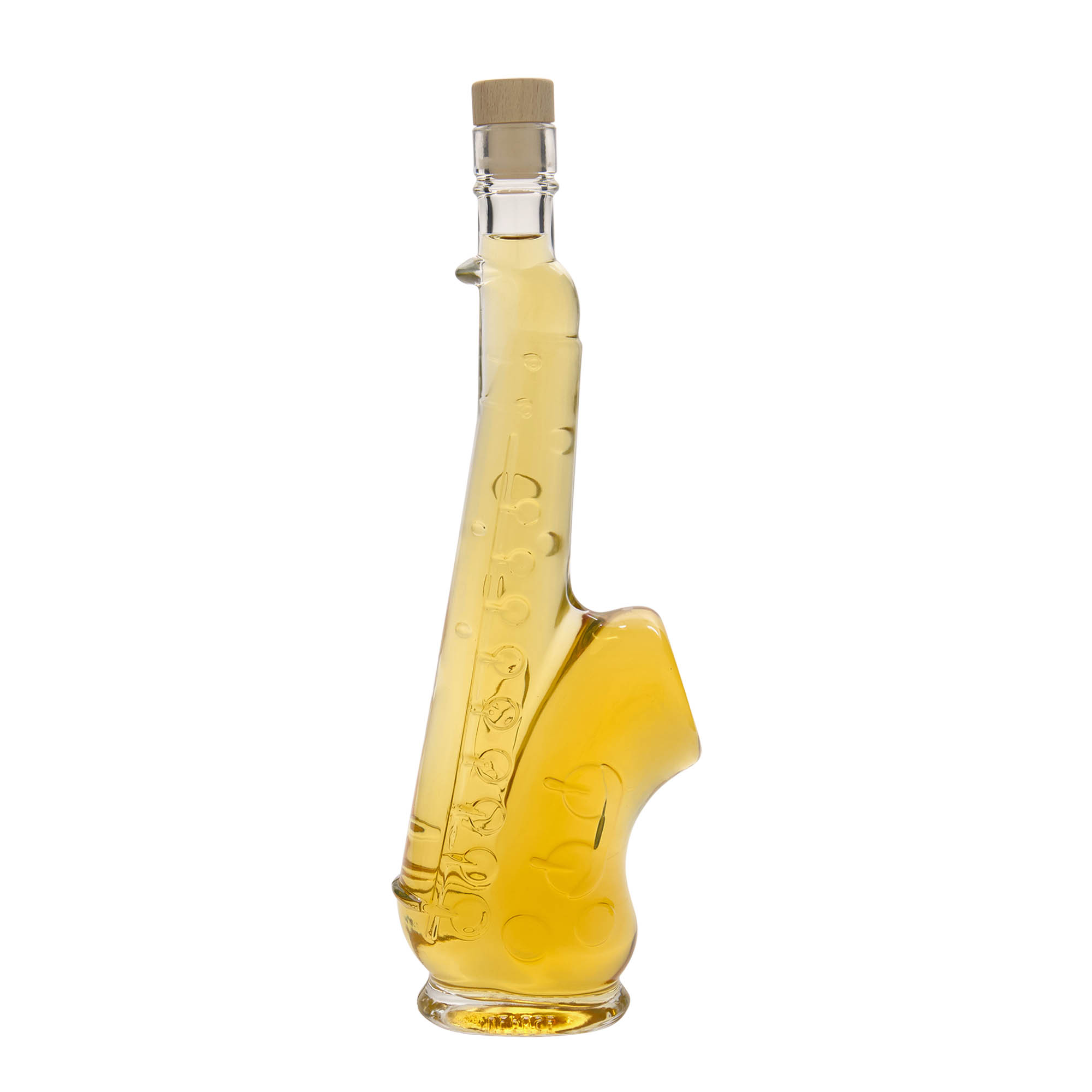Bottiglia di vetro da 500 ml 'Sassofono', bocca: sughero Bottiglia di vetro da 500 ml 'Sassofono', bocca: sughero