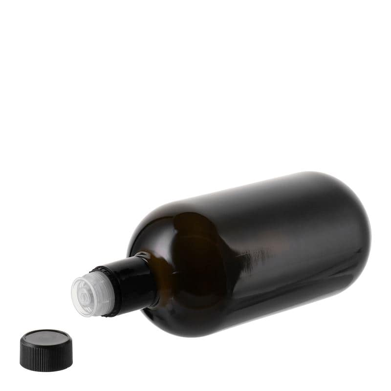 750 ml Bottiglia olio/aceto 'Biolio', vetro, verde antico, imboccatura: DOP