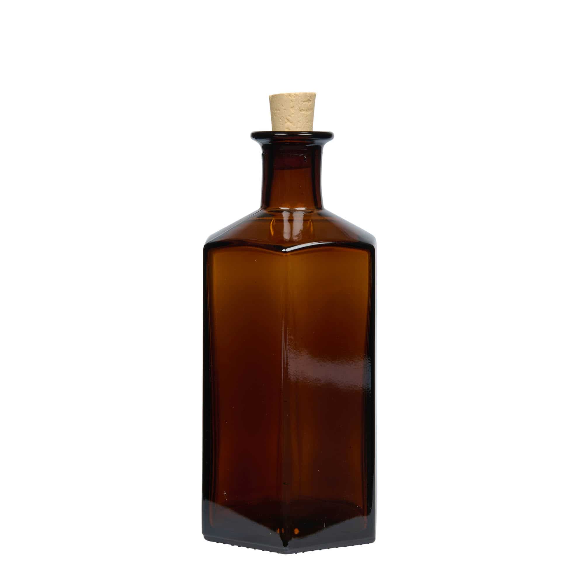 500 ml Bottiglia da farmacia. vetro 'Jimmy'. esagonale. marrone. imboccatura: fascetta