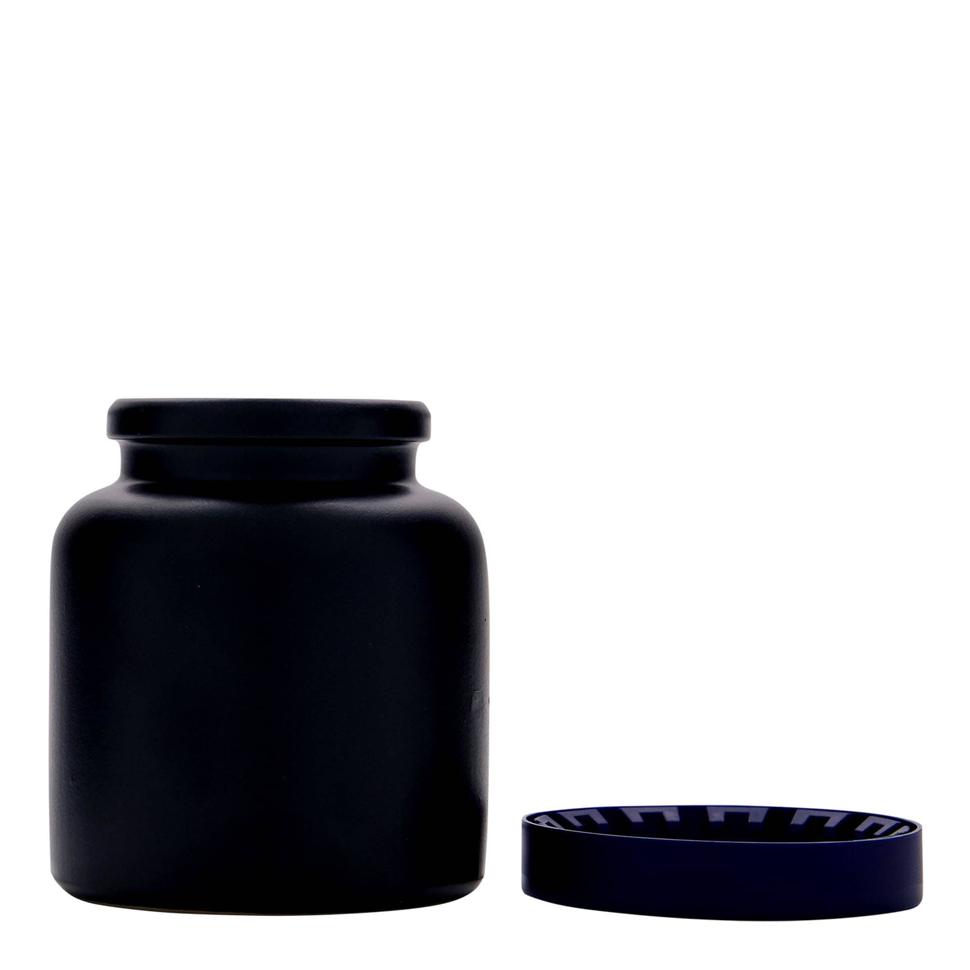 270 ml vaso in gres, ceramica, nero, bocca: coperchio a calotta