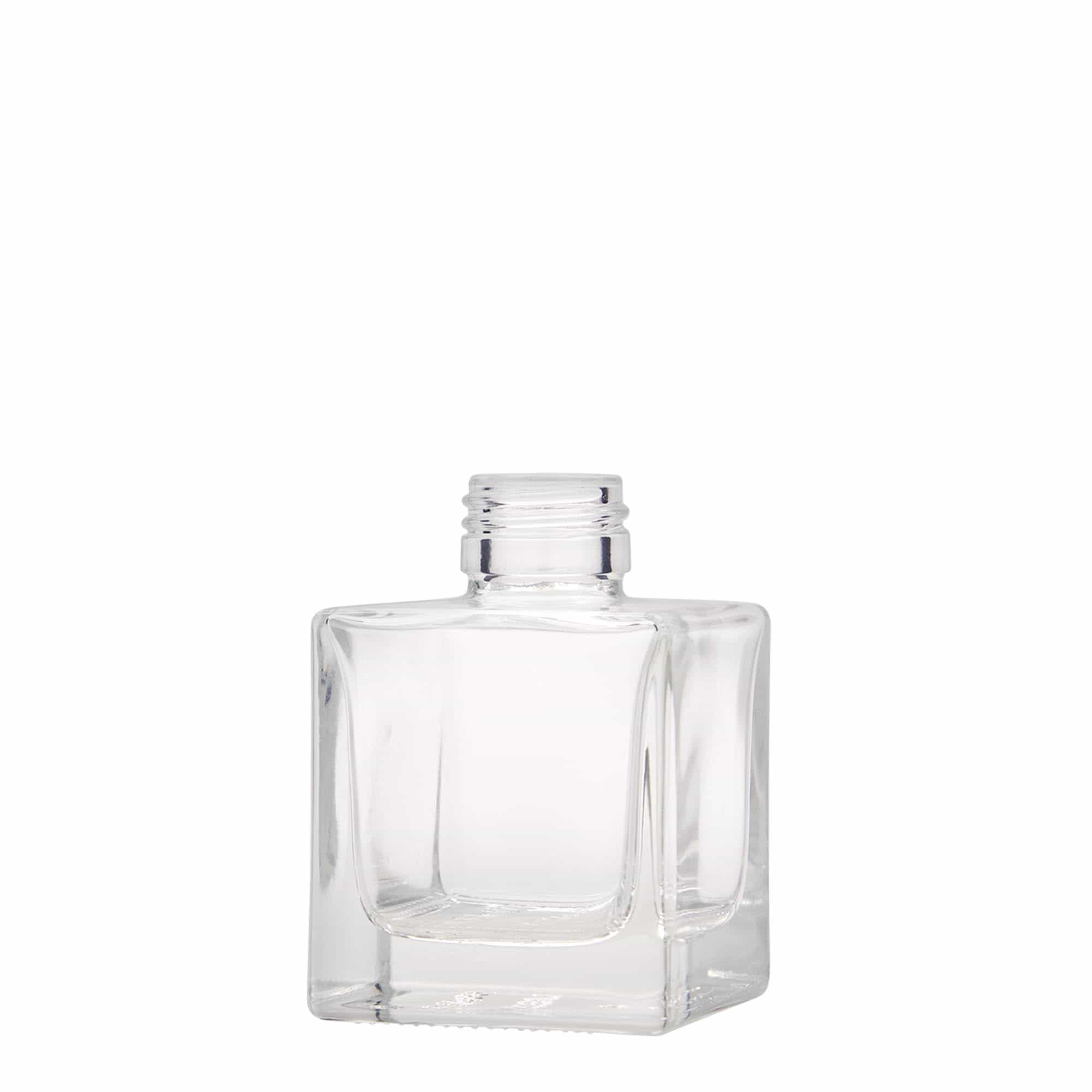 Bottiglia di vetro da 100 ml 'Cube', quadrata, bocca: PP 28