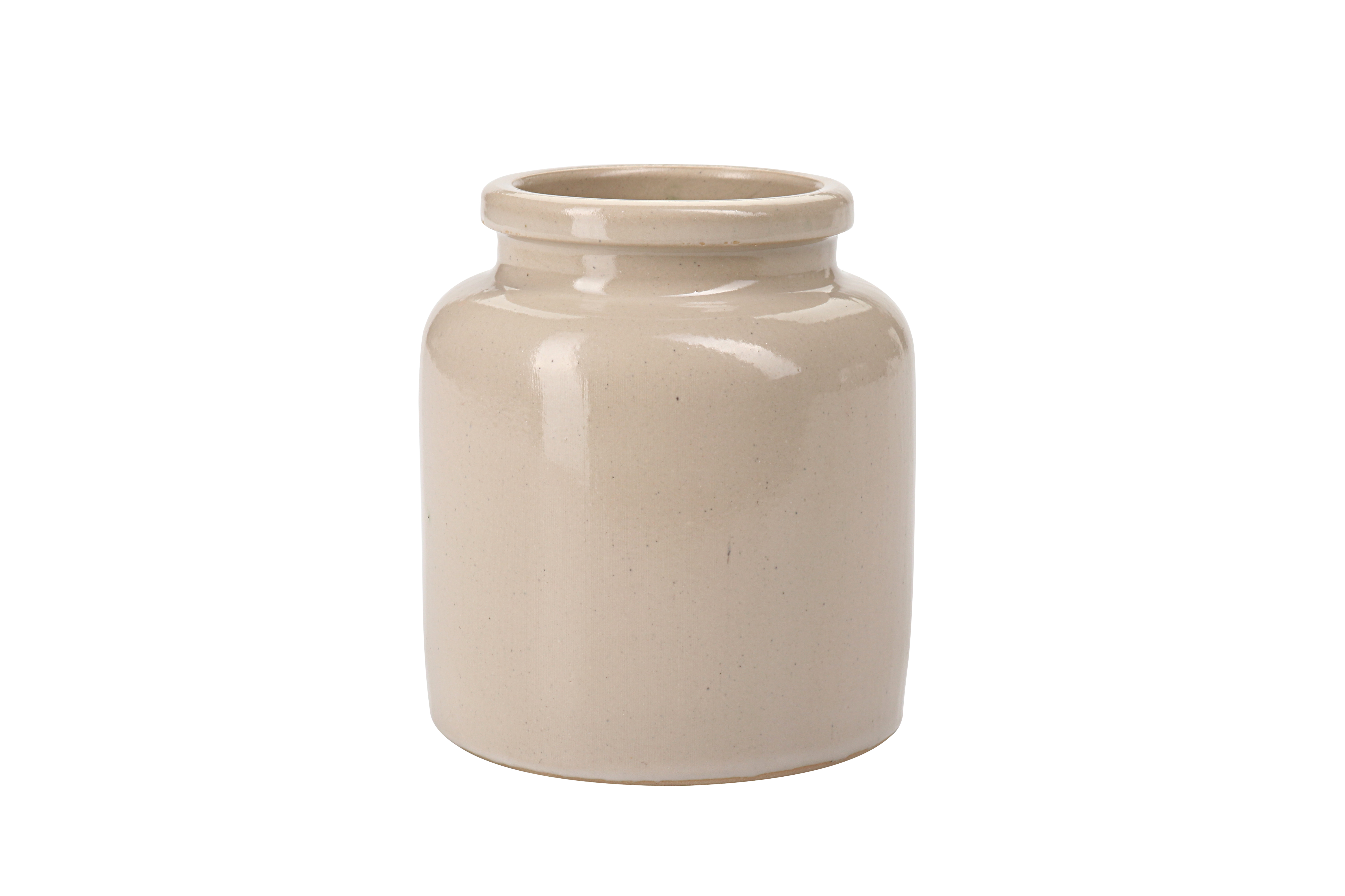 Vaso in gres da 270 ml, ceramica, beige, bocca: coperchio a calotta
