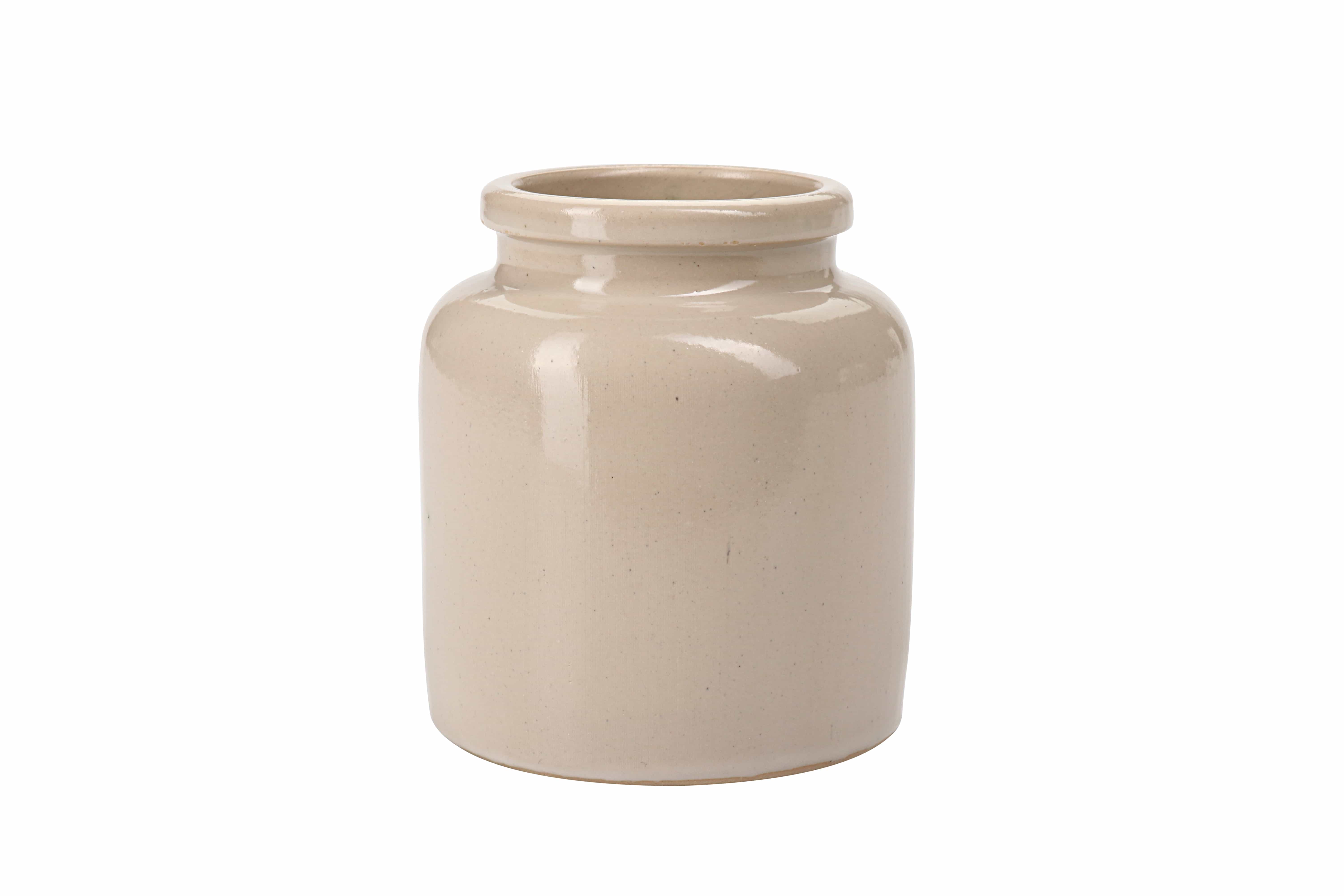 Vaso in gres da 270 ml, ceramica, beige, bocca: coperchio a calotta