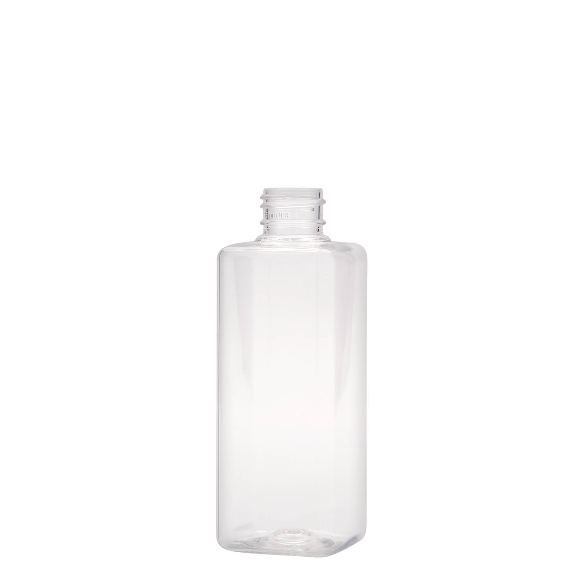 Bottiglia PET da 200 ml 'Karl', quadrata, plastica, bocca: 24/410