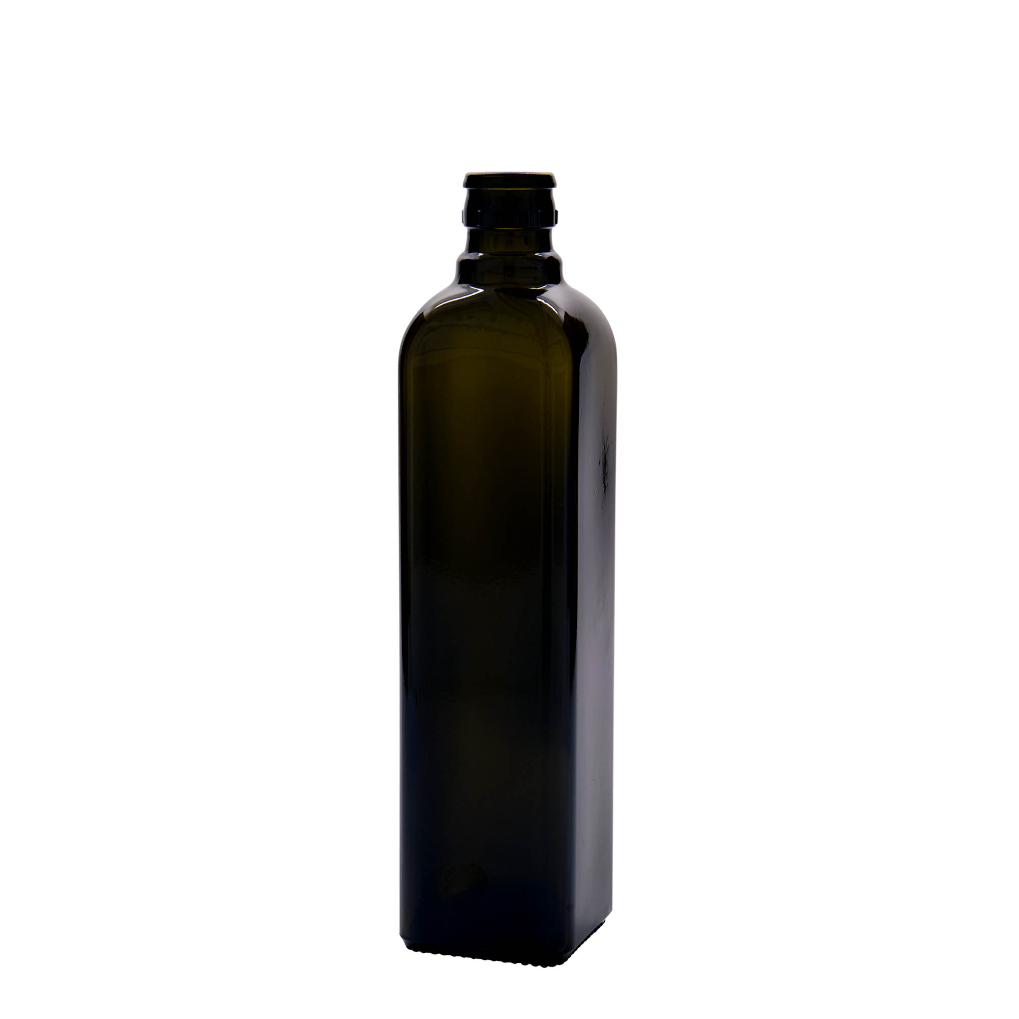 Bottiglia per aceto/olio 'Quadra' 500 ml, vetro, quadrata, verde antico, bocca: DOP
