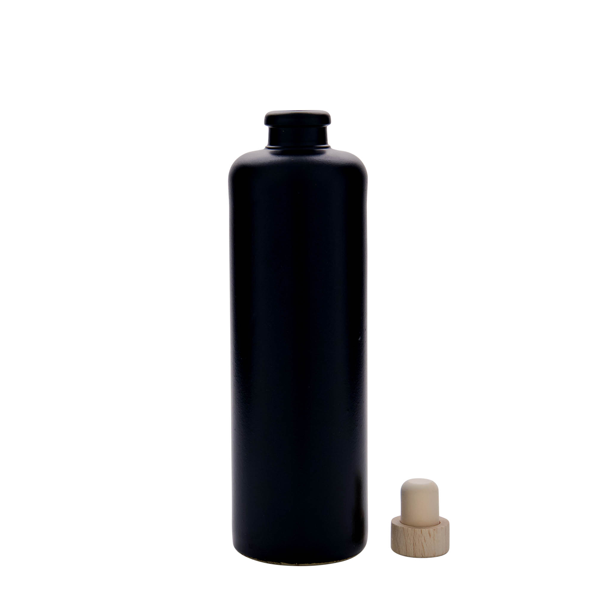 Boccale da 500 ml, gres, nero, bocca: sughero
