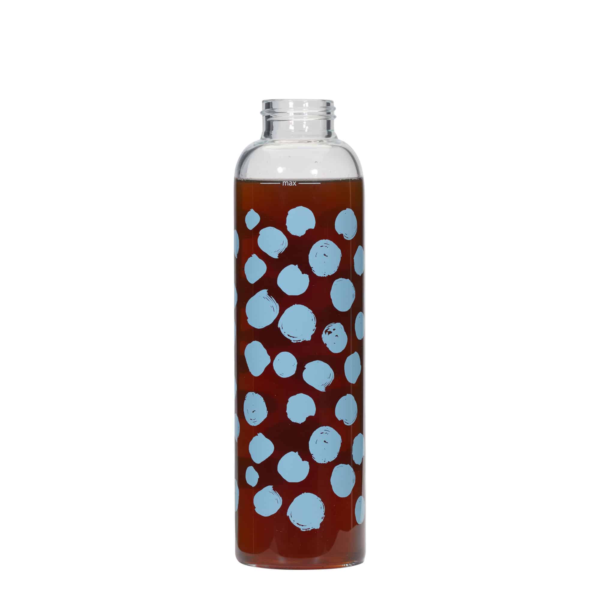 500 ml Borraccia 'Perseus', motivo: Pois blu, vetro, imboccatura: a vite