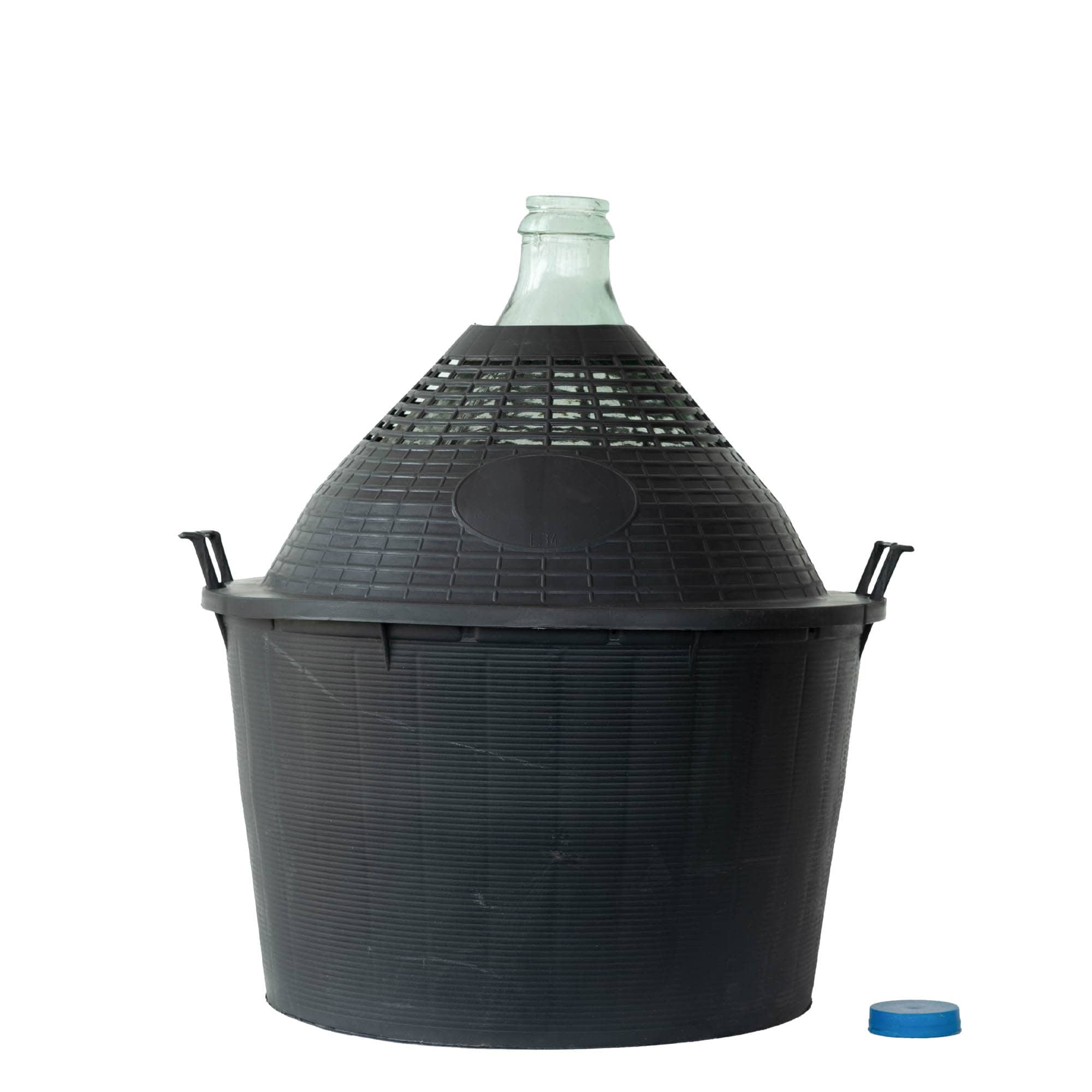 34 l Bombola a pallone collo stretto, vetro, bocca: coperchio a calotta