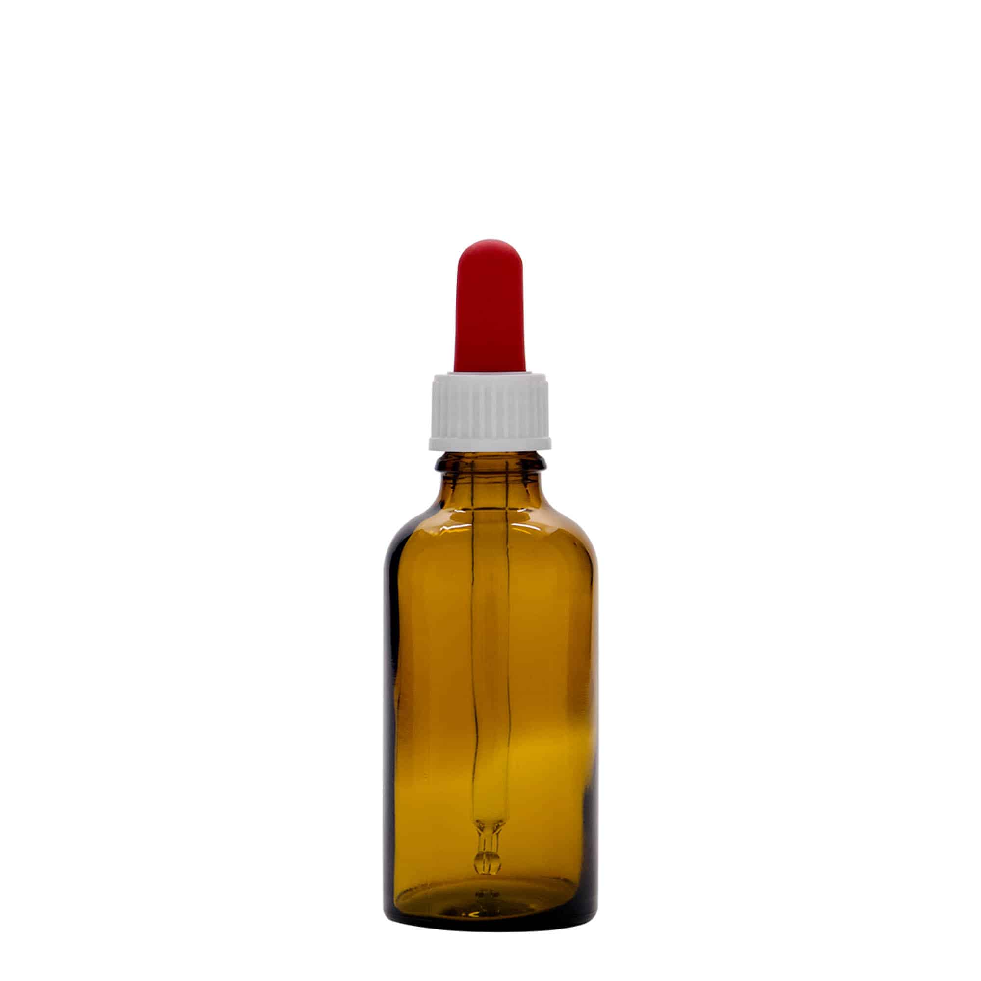 50 ml flacone con contagocce, medicina, vetro, marrone-rosso, bocca: DIN 18