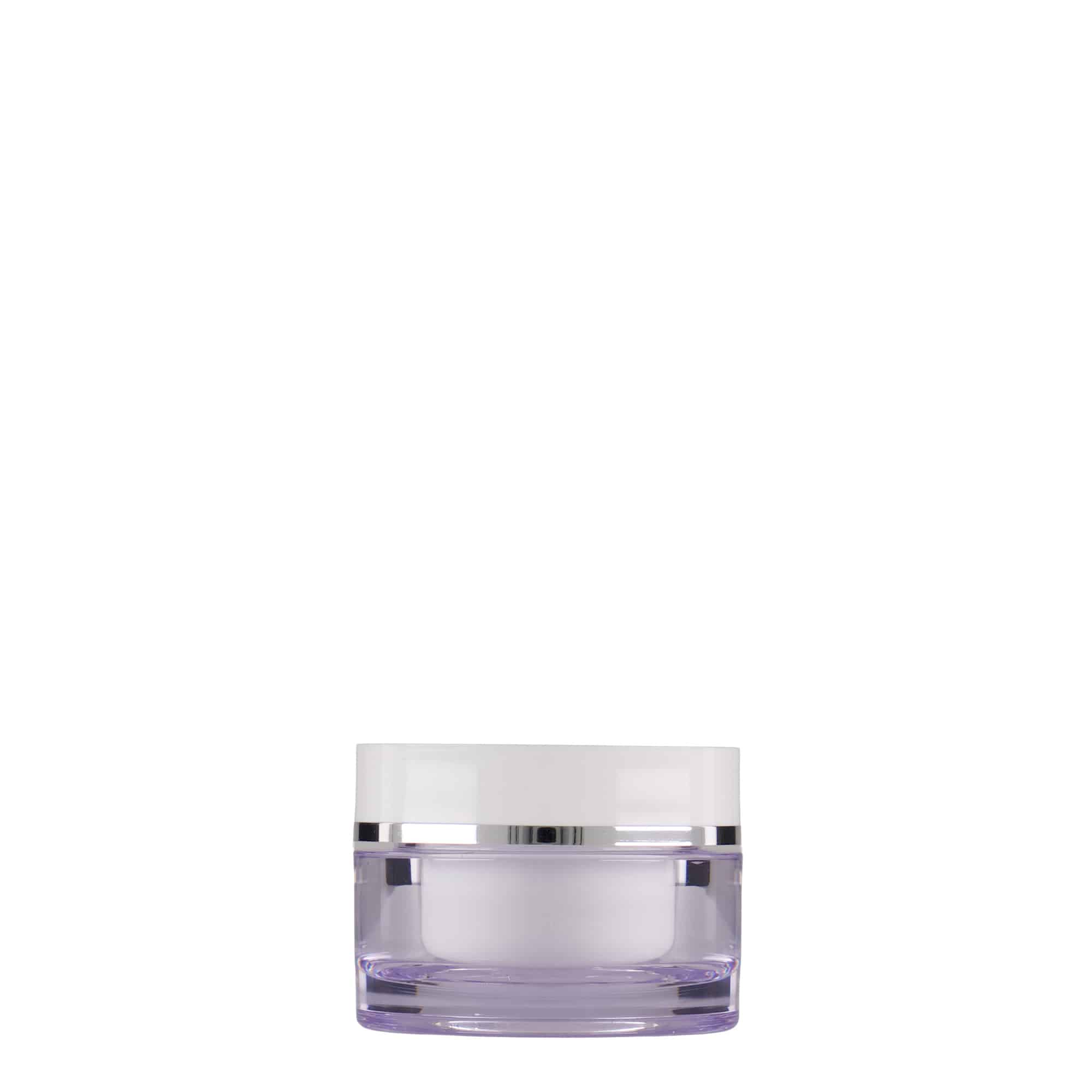 Vaso da 10 ml, plastica SAN, bianco, bocca: chiusura a vite
