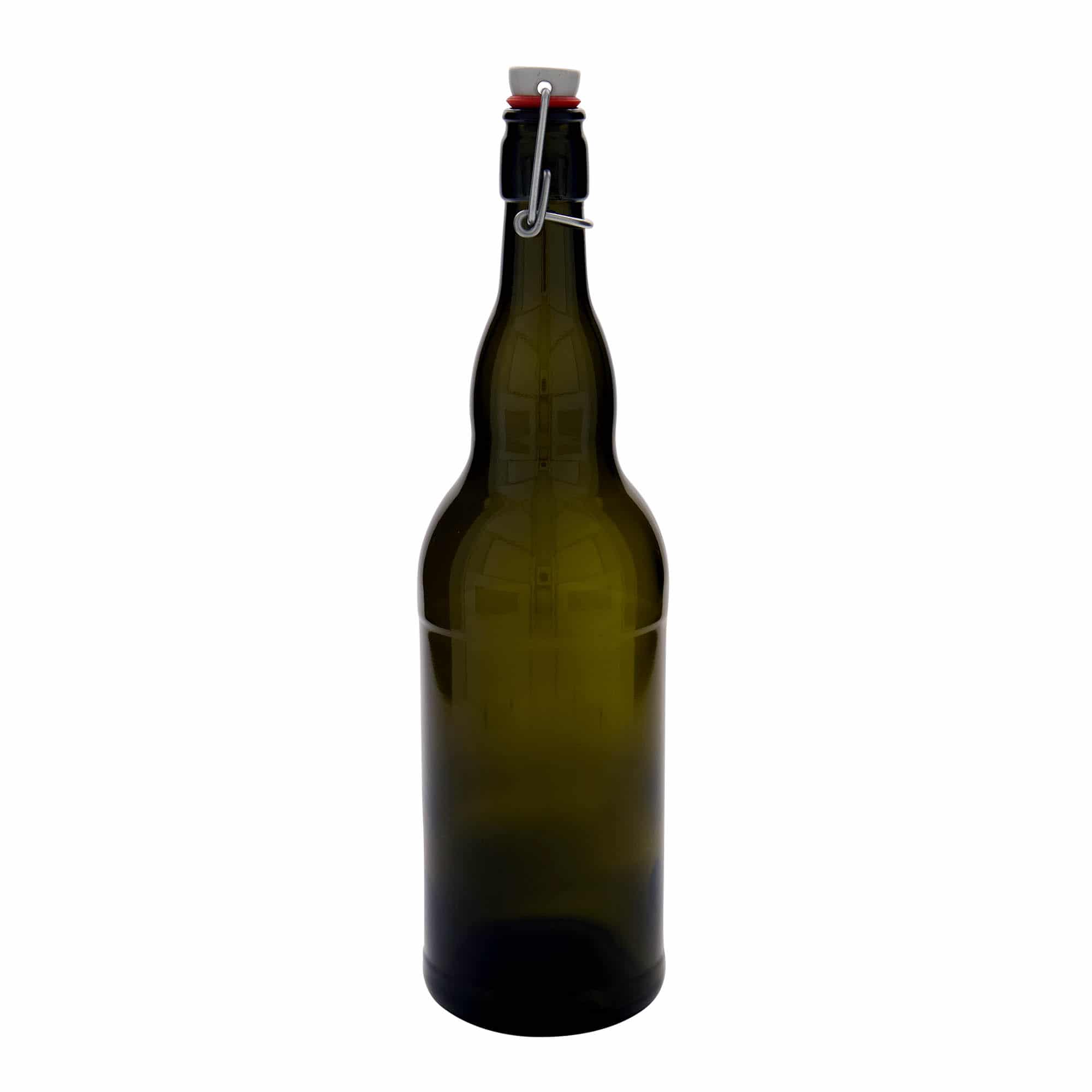 1.000 ml Bottiglia da birra Belga, vetro, verde antico, imboccatura: tappo meccanico