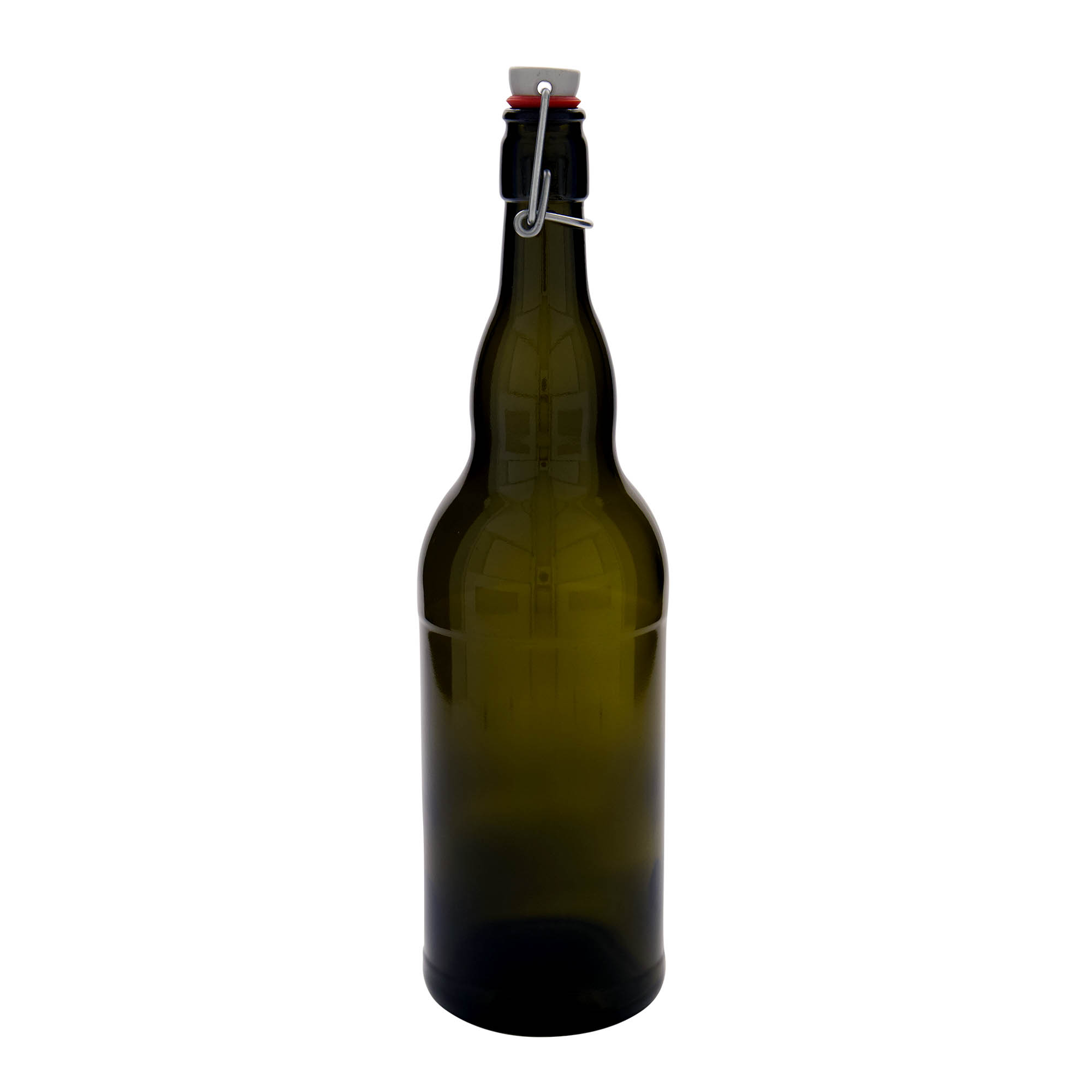 1.000 ml Bottiglia da birra Belga, vetro, verde antico, imboccatura: tappo meccanico