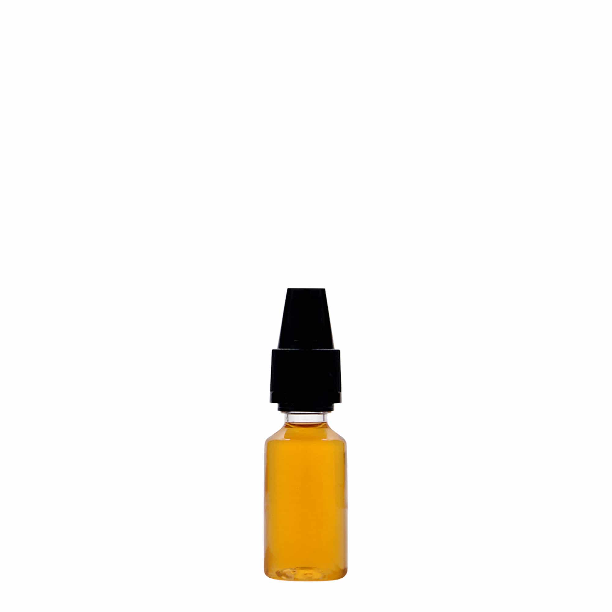 Bottiglia PET da 10 ml 'E-Liquid' con chiusura di qualità e sicurezza per bambini, plastica, bocca: chiusura a vite