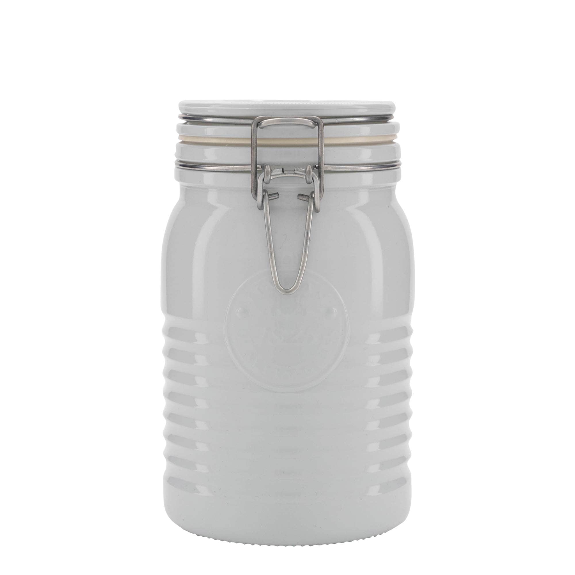1.000 ml Barattolo ermetico 'Officina 1825', vetro, bianco, imboccatura: chiusura meccanica