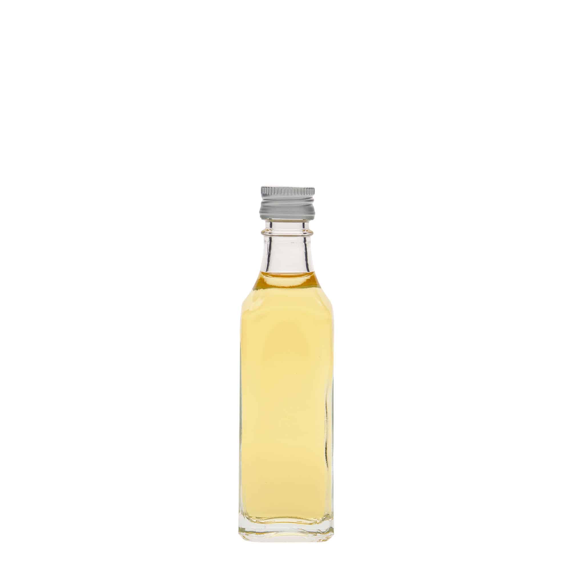 50 ml Bottiglia di vetro 'Siena', quadrata, imboccatura: PP 18