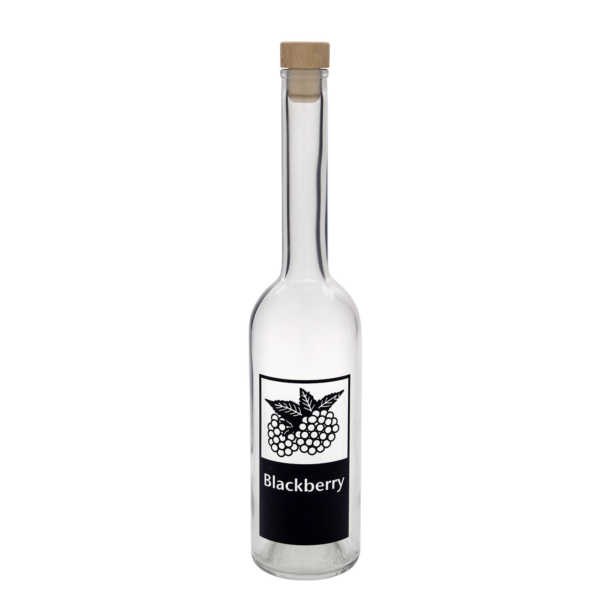 Bottiglia di vetro da 500 ml 'Opera', motivo: Mora, bocca: sughero Bottiglia di vetro da 500 ml 'Opera', motivo: Mora, bocca: sughero