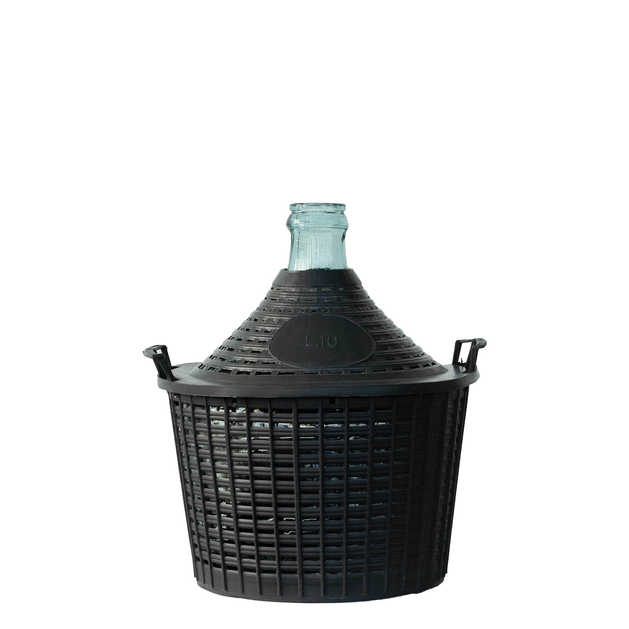 Bombola a palla da 10 l, collo stretto, vetro, bocca: coperchio a cappuccio