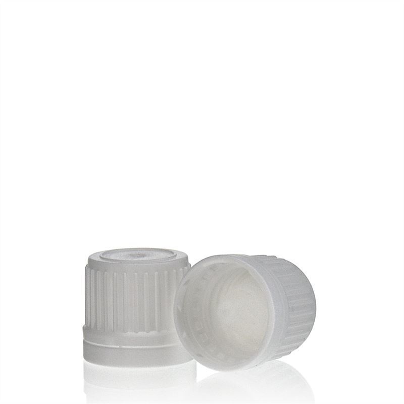 Tappo a vite con inserto gocciolatore, plastica PE, bianco, per bocca: DIN 18 Tappo a vite con inserto gocciolatore, plastica PE, bianco, per bocca: DIN 18