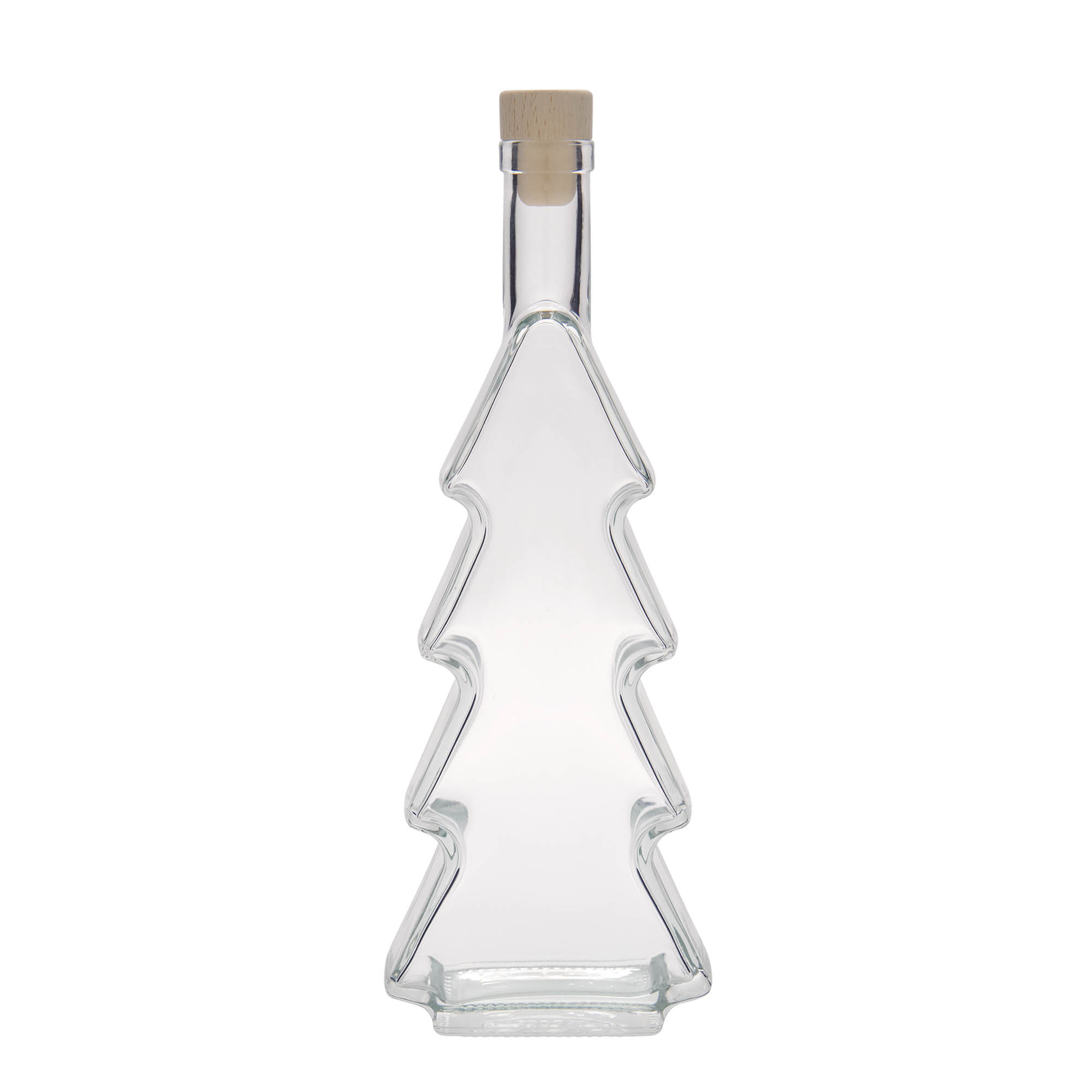 Bottiglia di vetro da 500 ml 'Albero di Natale', bocca: tappo di sughero Bottiglia di vetro da 500 ml 'Albero di Natale', bocca: tappo di sughero