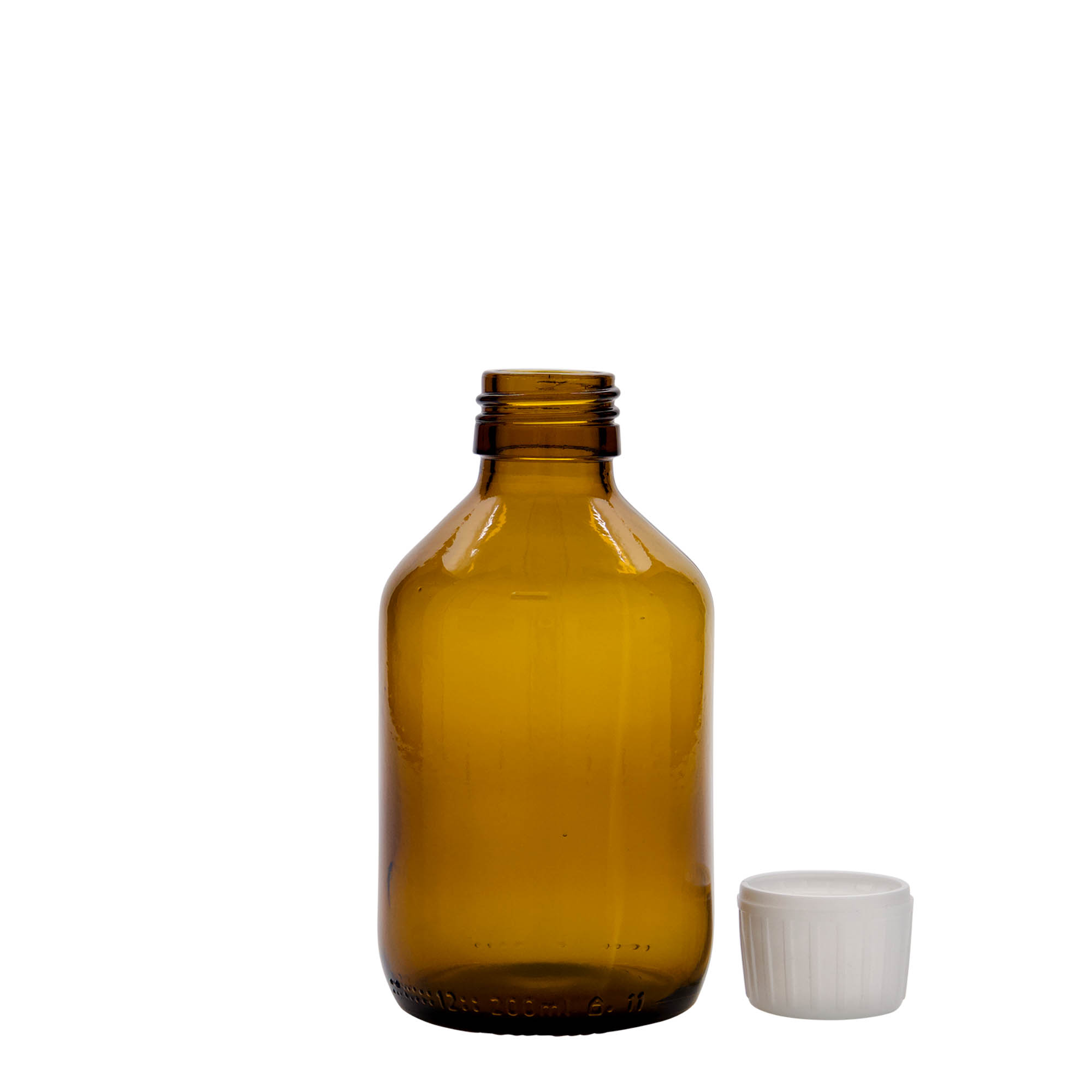 200 ml bottiglia medicinale, marrone, vetro, bocca: PP 28