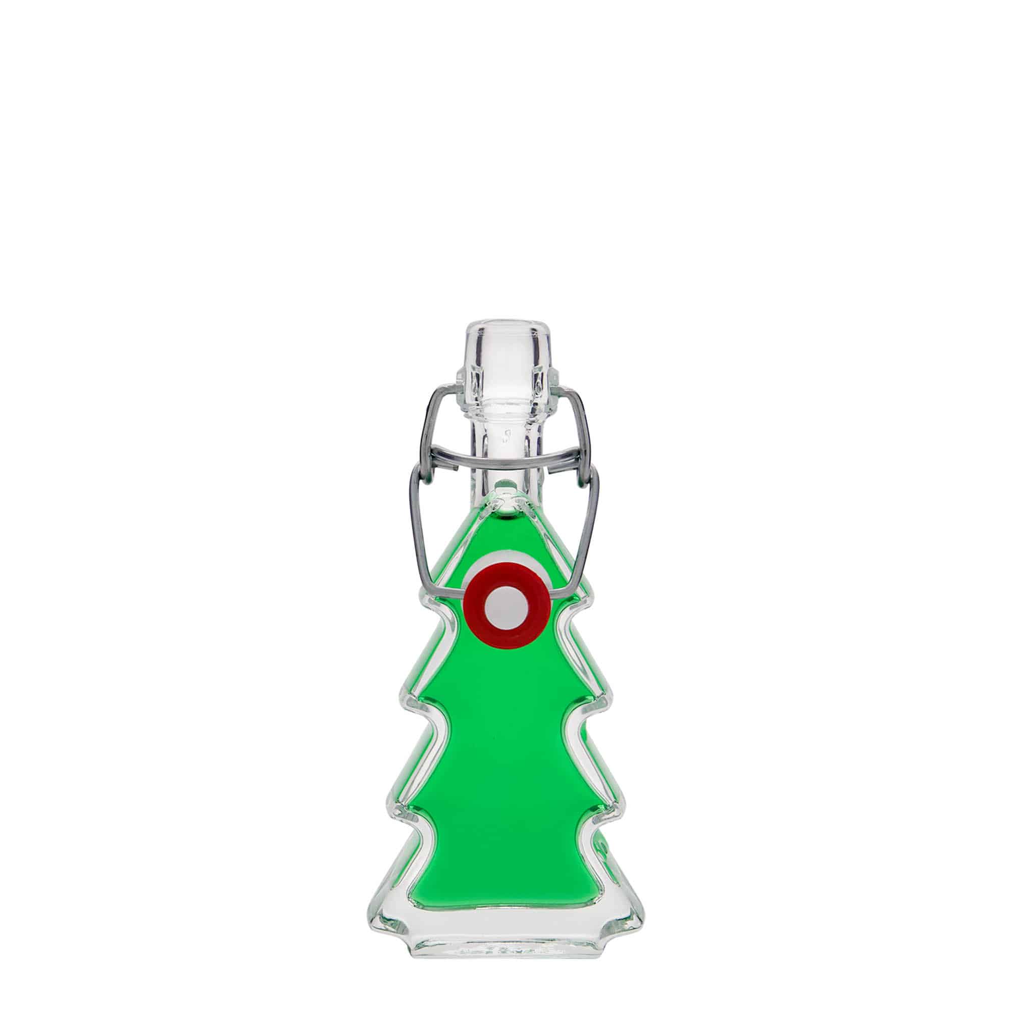 Bottiglia di vetro da 40 ml 'Albero di Natale', bocca: chiusura a gancio