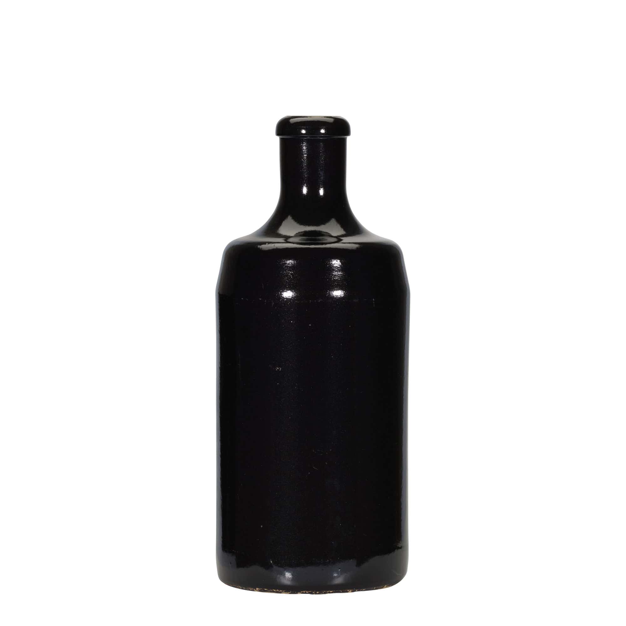700 ml Bottiglia in ceramica 'Calvados', ceramica grès, nero, imboccatura: fascetta