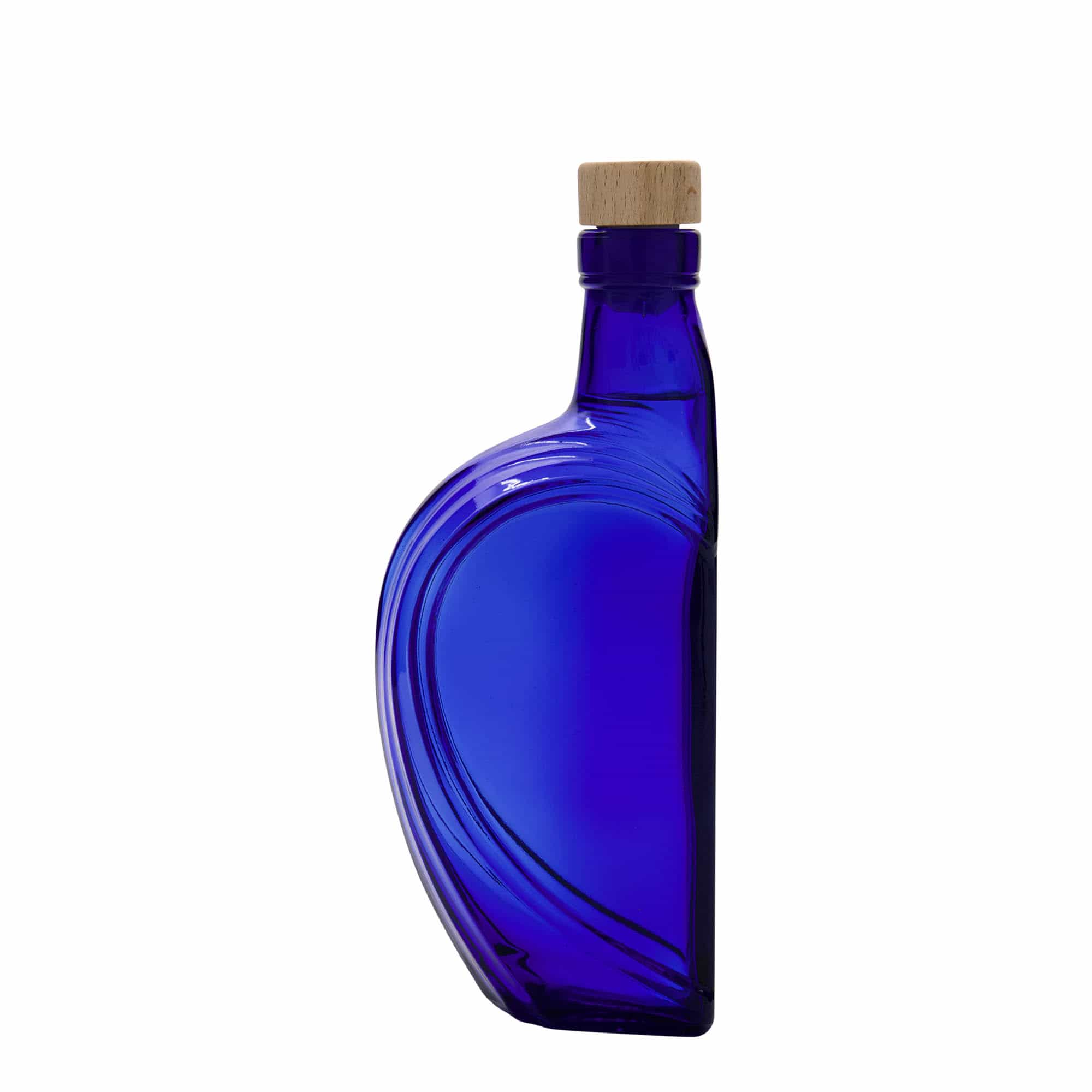 Bottiglia di vetro 375 ml 'Sweethearts', rettangolare, blu reale, apertura: tappo di sughero