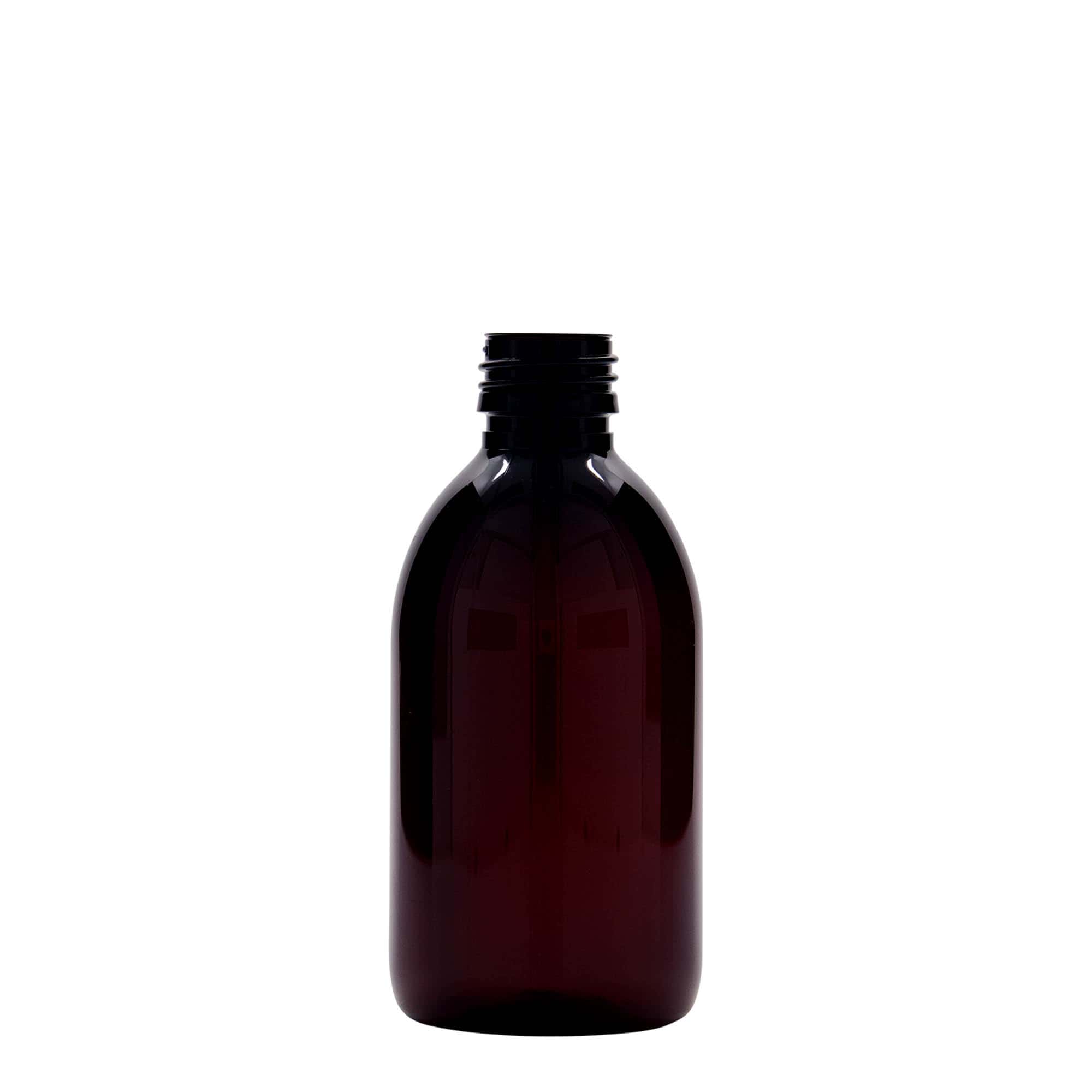 250 ml bottiglia medica in PET, marrone, plastica, bocca: PP 28