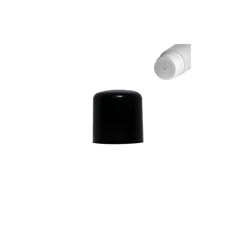 Tappo a vite con inserto riduttore dell'orifizio, plastica PP, nero, per imboccatura: 24/410