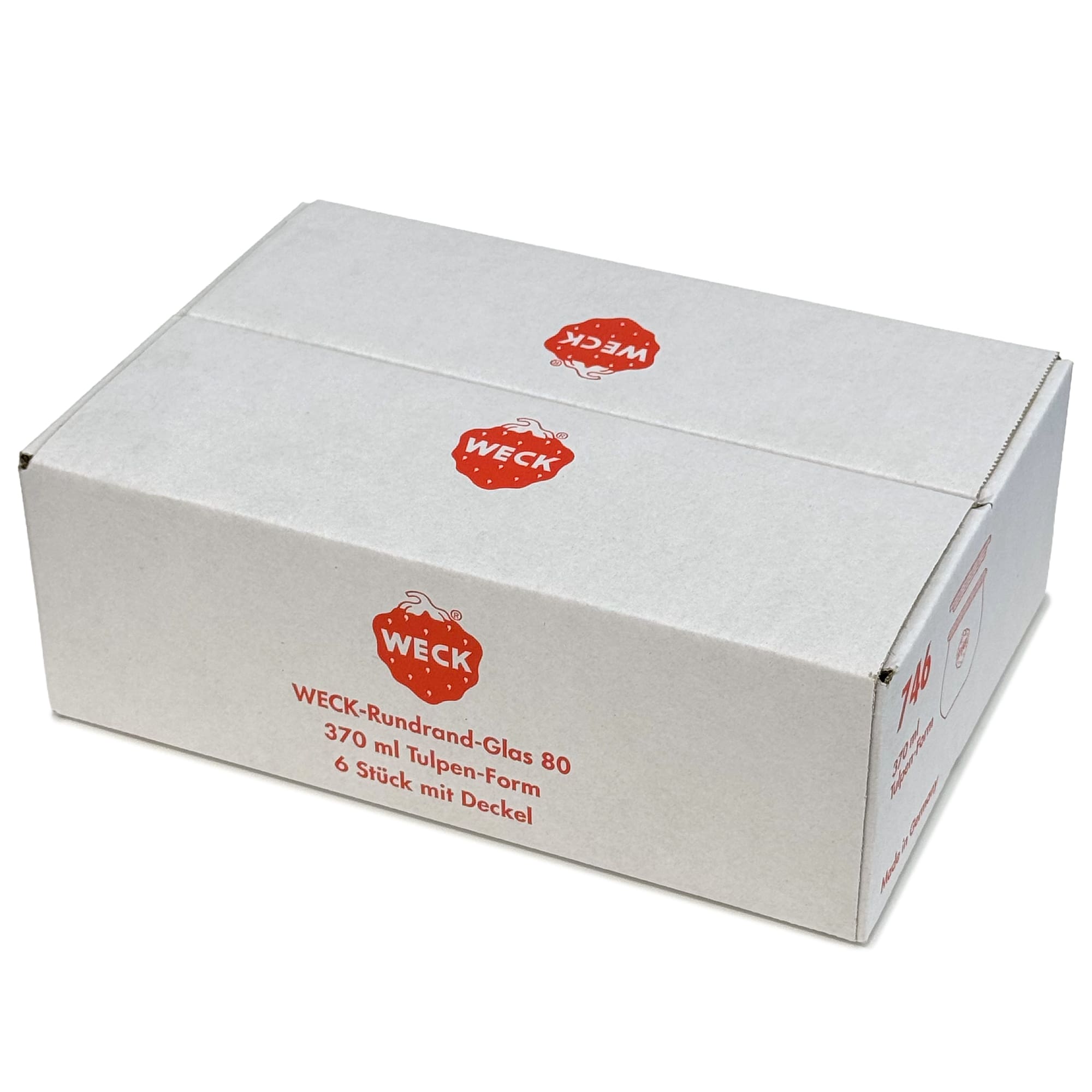 6x 370 ml vaso WECK a tulipano con coperchio in vetro RR 80