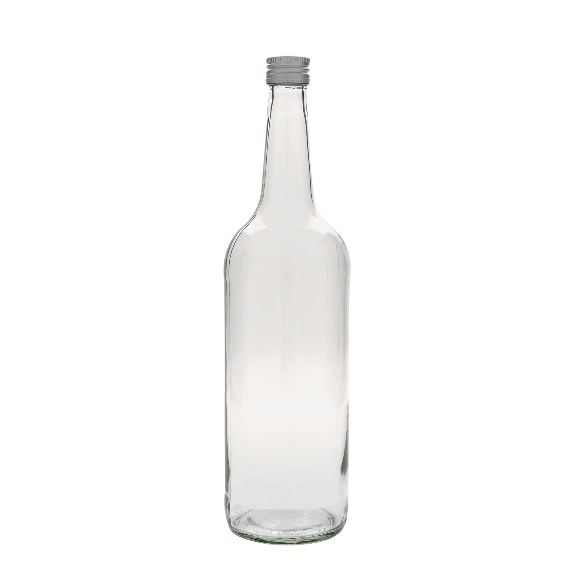 Bottiglia di vetro da 1.000 ml, collo dritto, bocca: PP 28 Bottiglia di vetro da 1.000 ml, collo dritto, bocca: PP 28