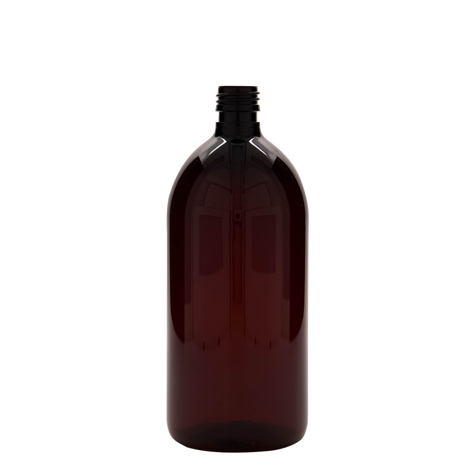 1.000 ml bottiglia medica in PET, marrone, plastica, bocca: PP 28 1.000 ml bottiglia medica in PET, marrone, plastica, bocca: PP 28