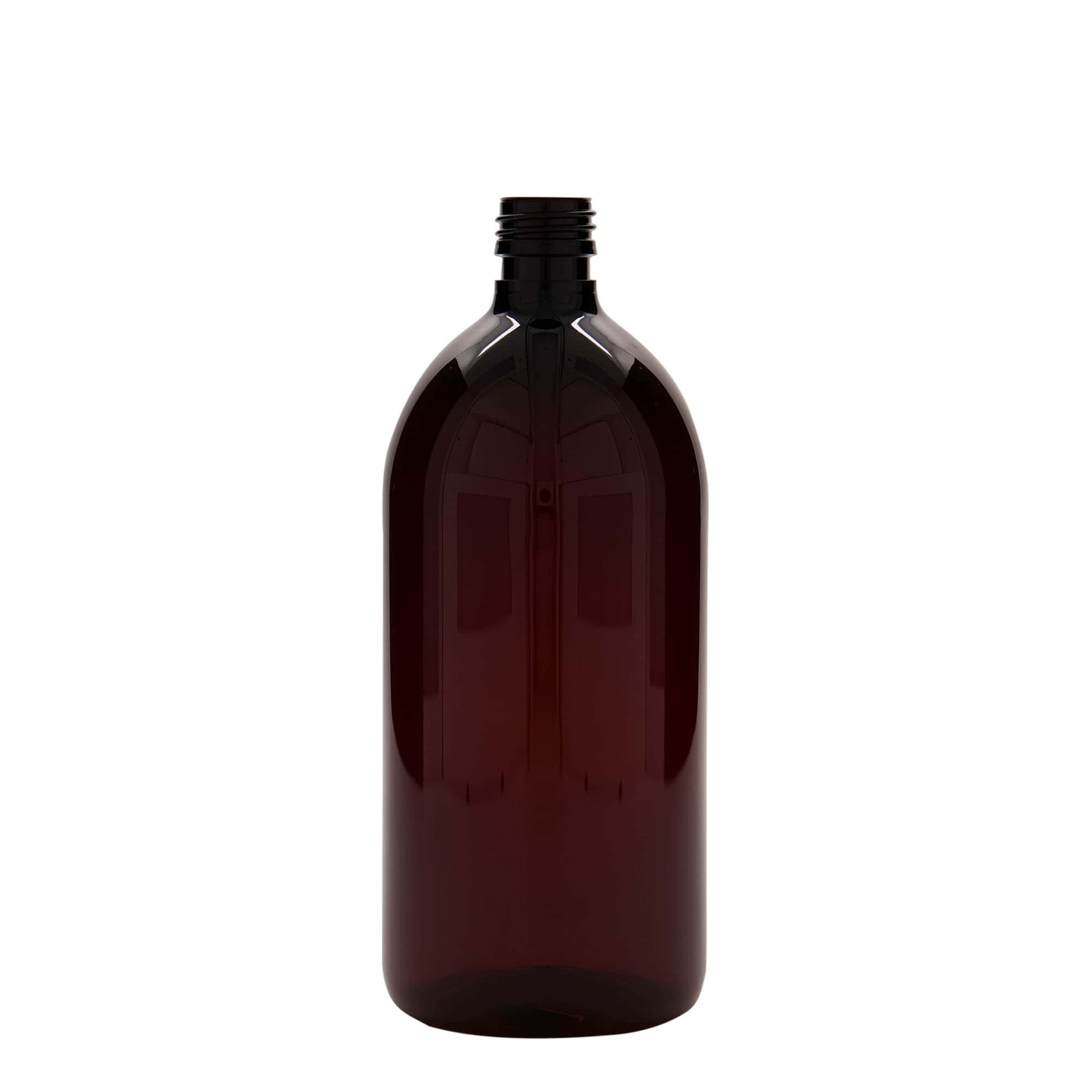 1.000 ml bottiglia medica in PET, marrone, plastica, bocca: PP 28