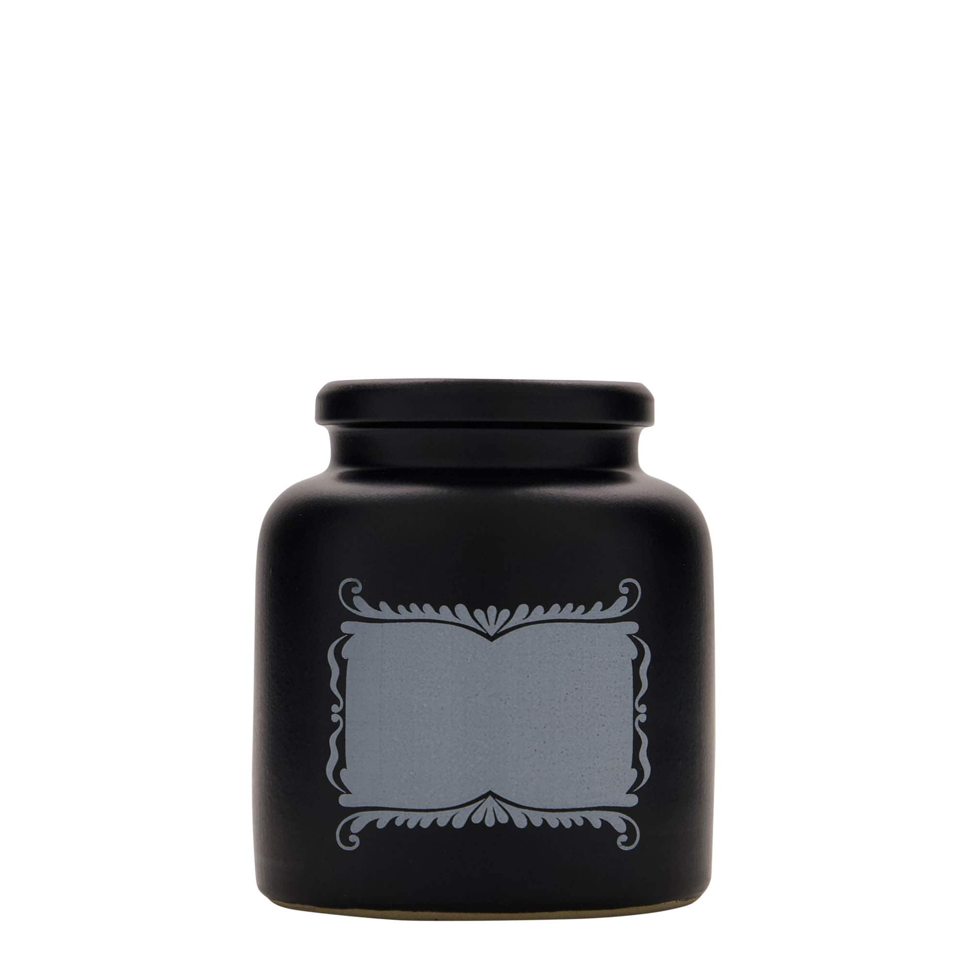 Vaso in gres da 270 ml, motivo: campo etichetta, ceramica, nero, bocca: coperchio a calotta