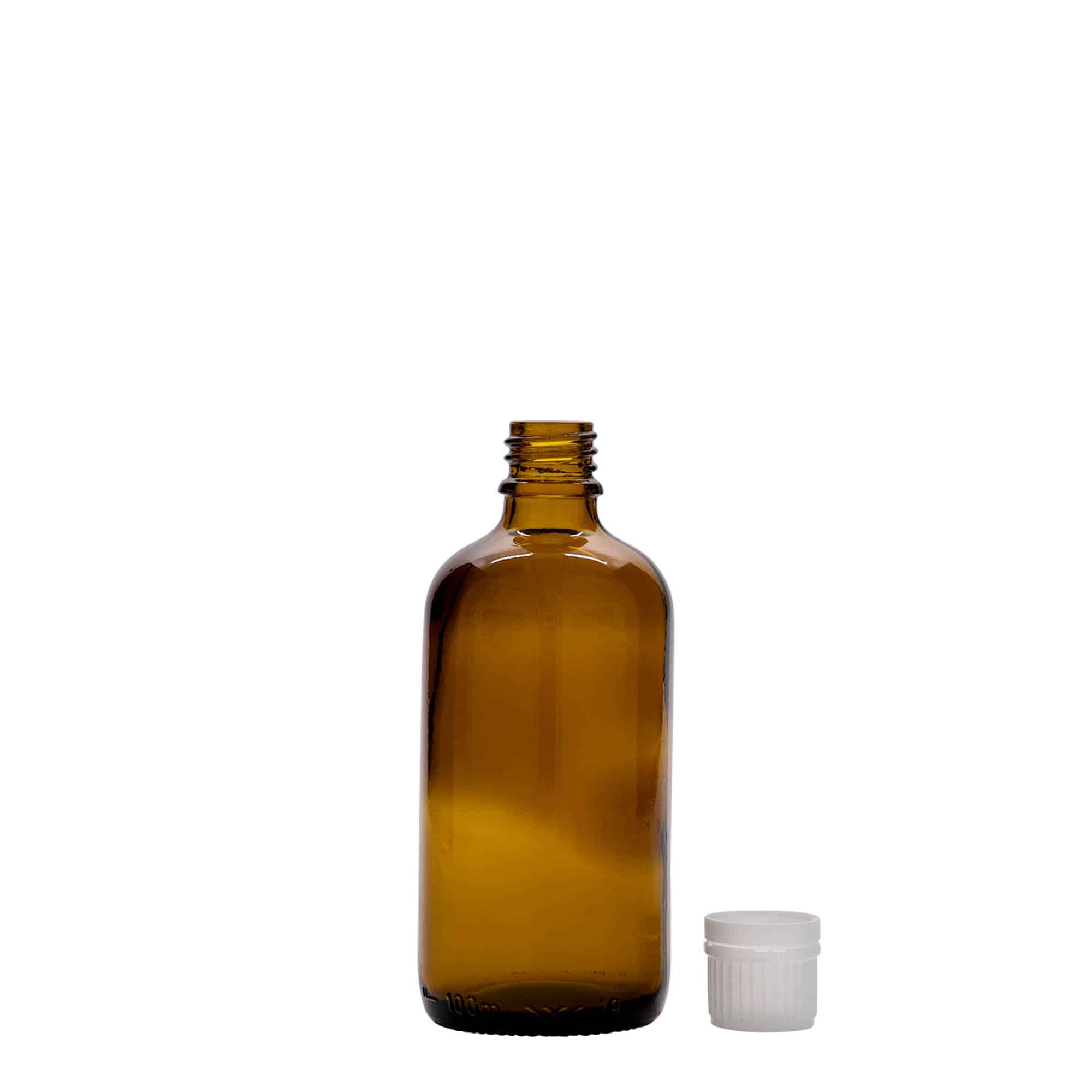 100 ml flacone medico, vetro, marrone, bocca: DIN 18