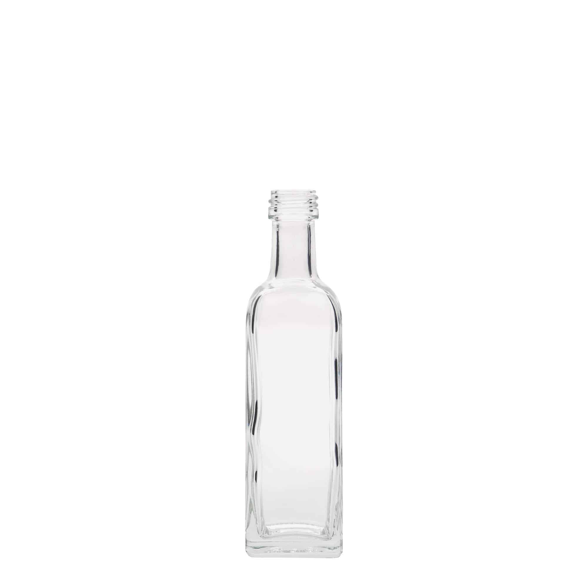 60 ml Bottiglia 'Marasca', vetro, quadrata, imboccatura: PP 18 60 ml Bottiglia 'Marasca', vetro, quadrata, imboccatura: PP 18